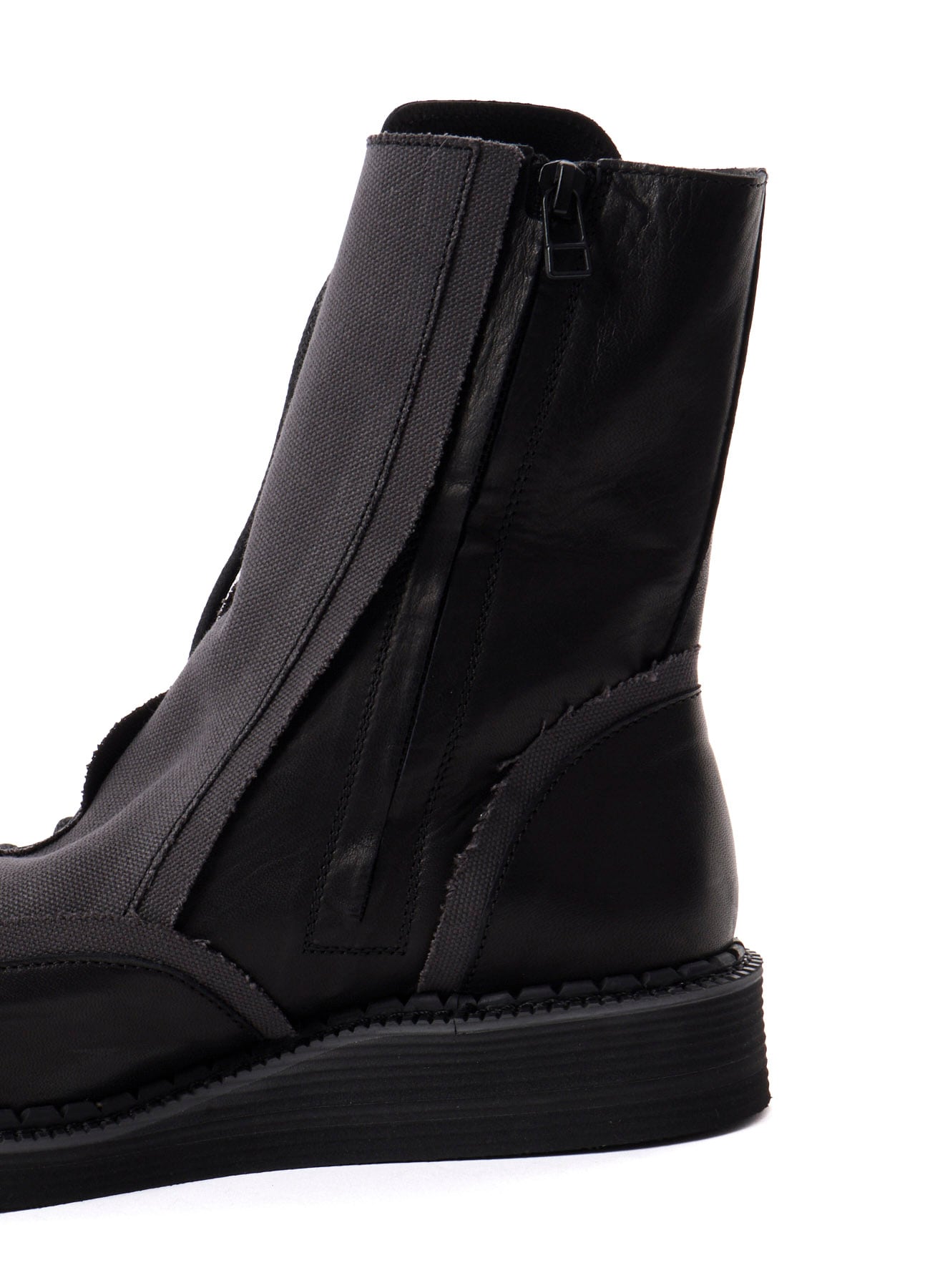 C CANVAS HORSE SIDE LACE-UP BOOTS