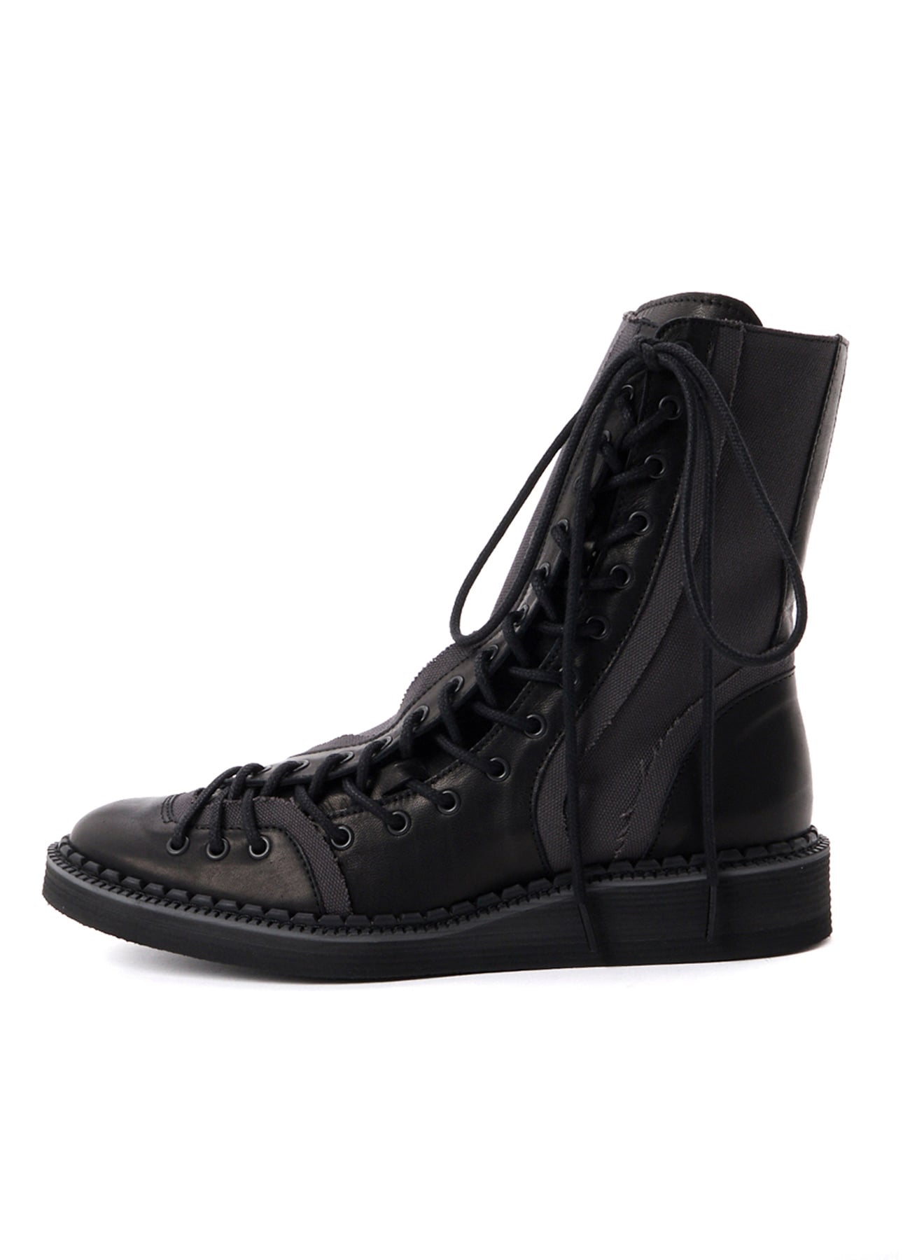 C CANVAS HORSE SIDE LACE-UP BOOTS