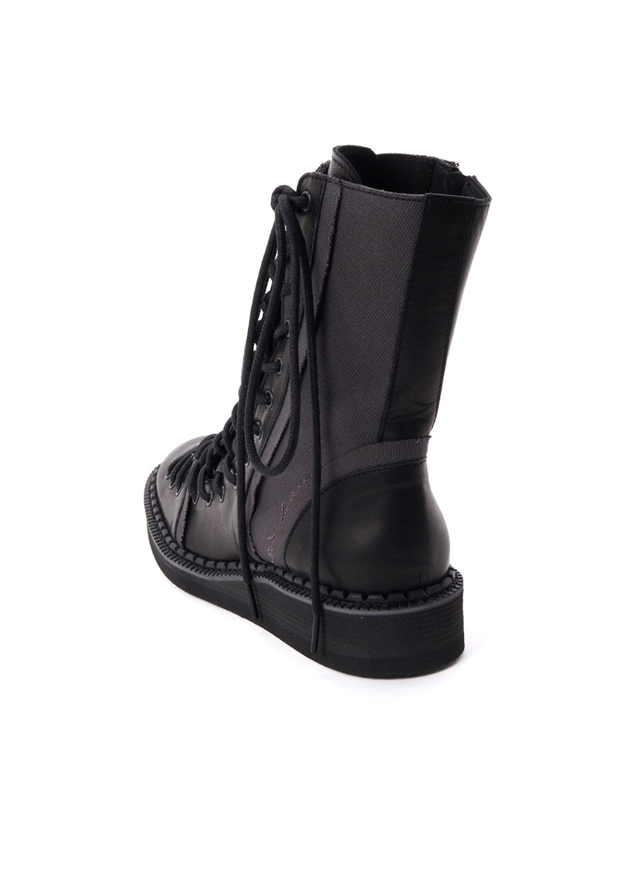 C CANVAS HORSE SIDE LACE-UP BOOTS