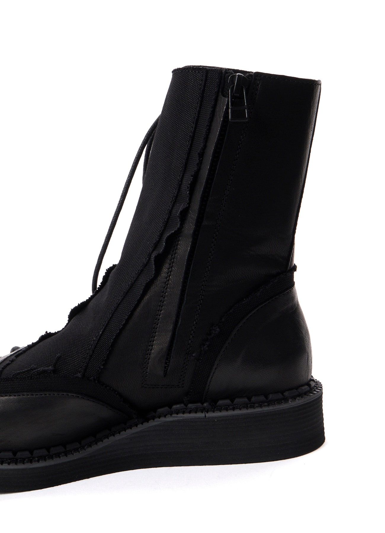 C CANVAS HORSE SIDE LACE-UP BOOTS