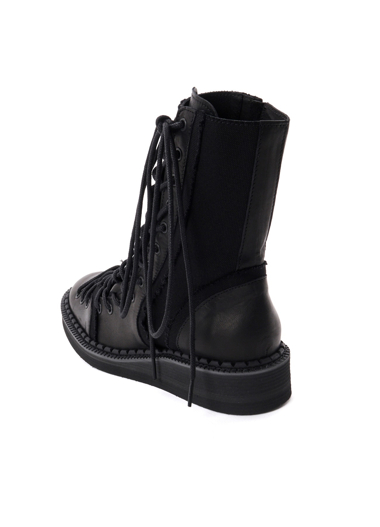 C CANVAS HORSE SIDE LACE-UP BOOTS
