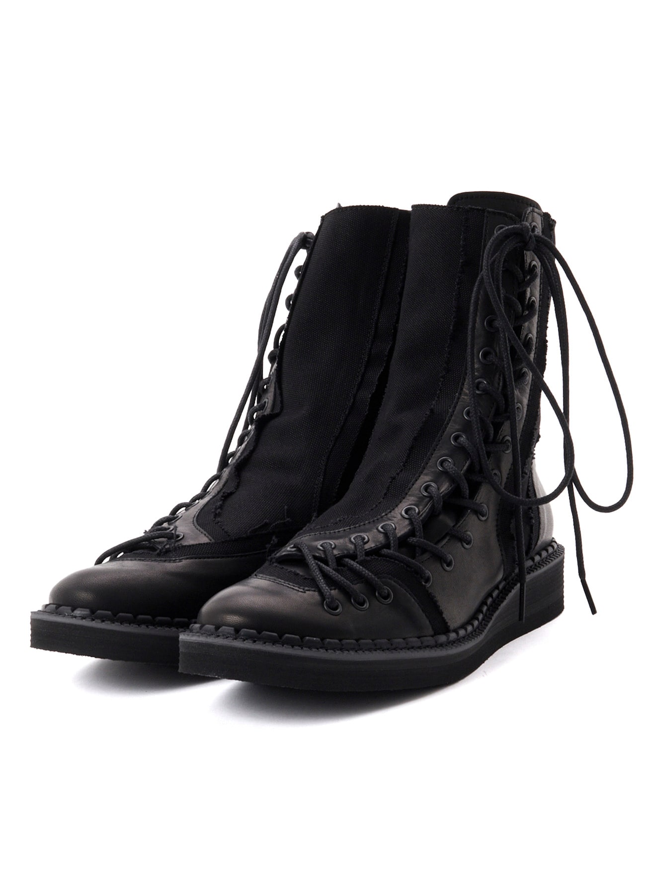 C CANVAS HORSE SIDE LACE-UP BOOTS