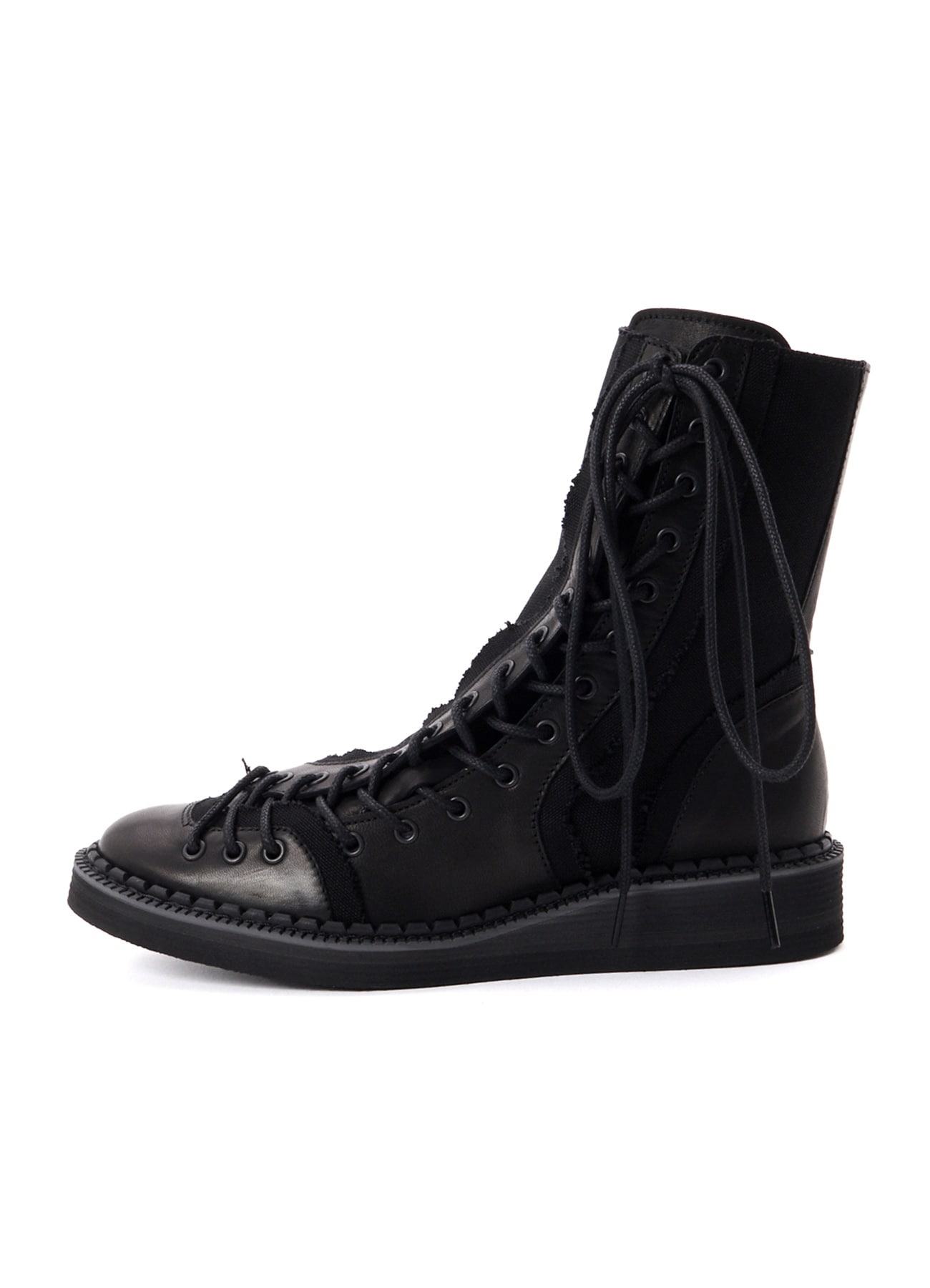 C CANVAS HORSE SIDE LACE-UP BOOTS