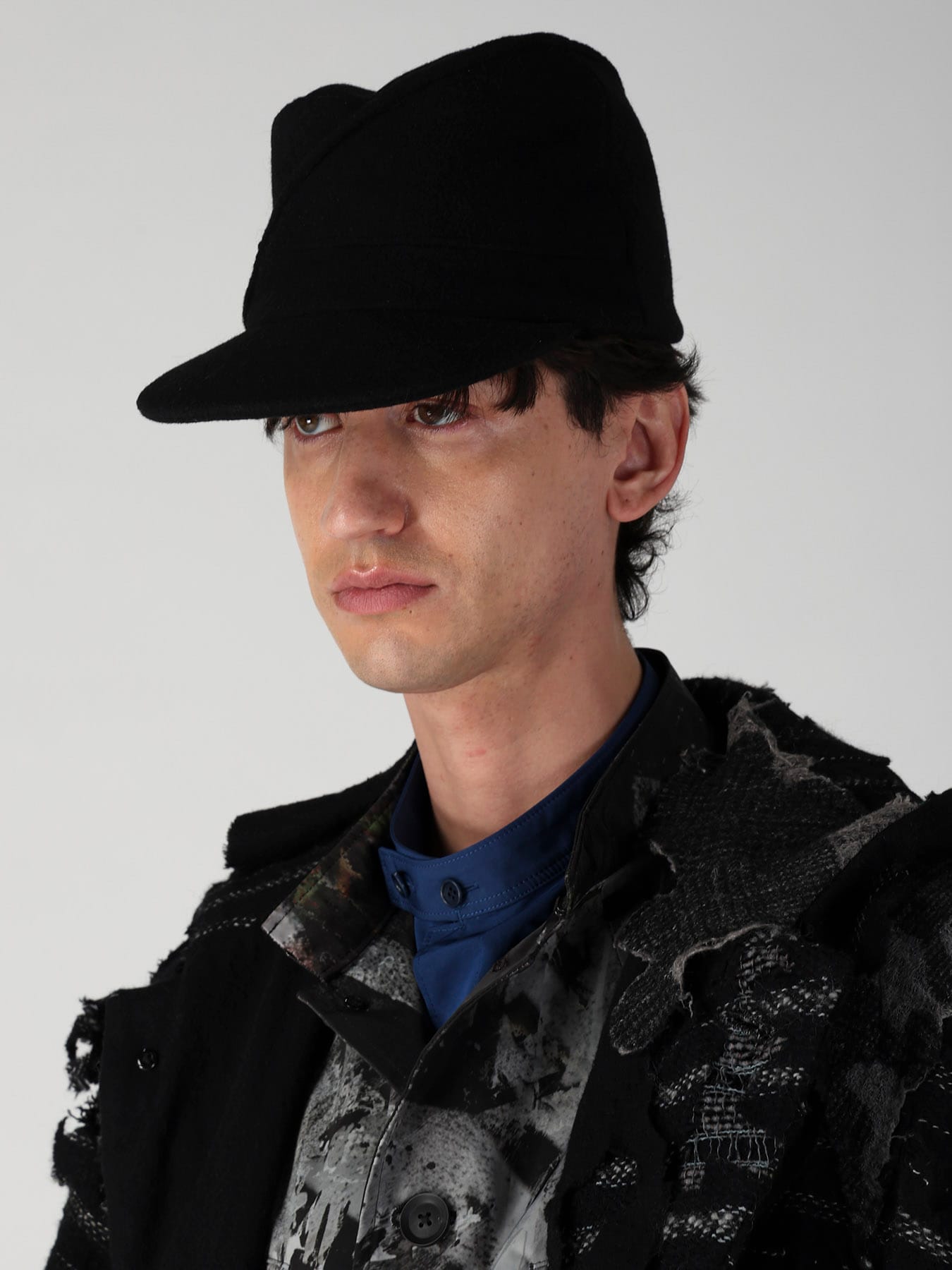 WOOL MOSSER MILITARY CAP(M Black): Yohji Yamamoto POUR HOMME｜THE