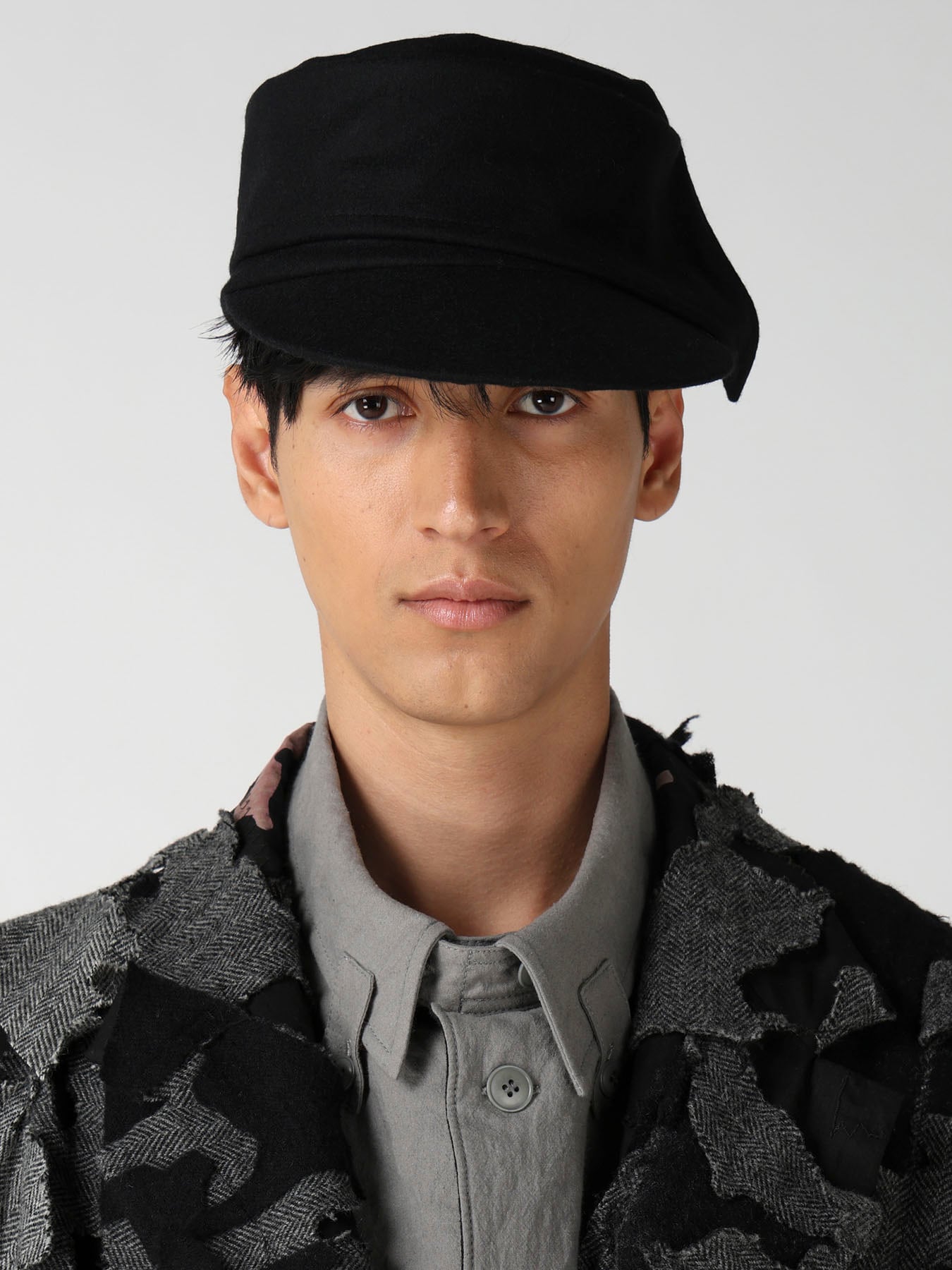 WOOL FLANNEL WORK CAP(M Black): Yohji Yamamoto POUR HOMME｜THE