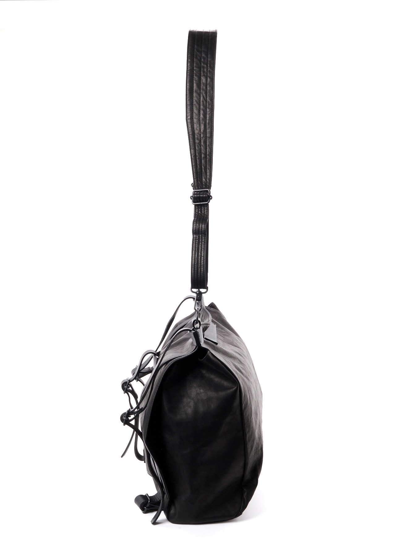 SHRINKED HORSE LEATHER MILITARY SHOULDER BAG
