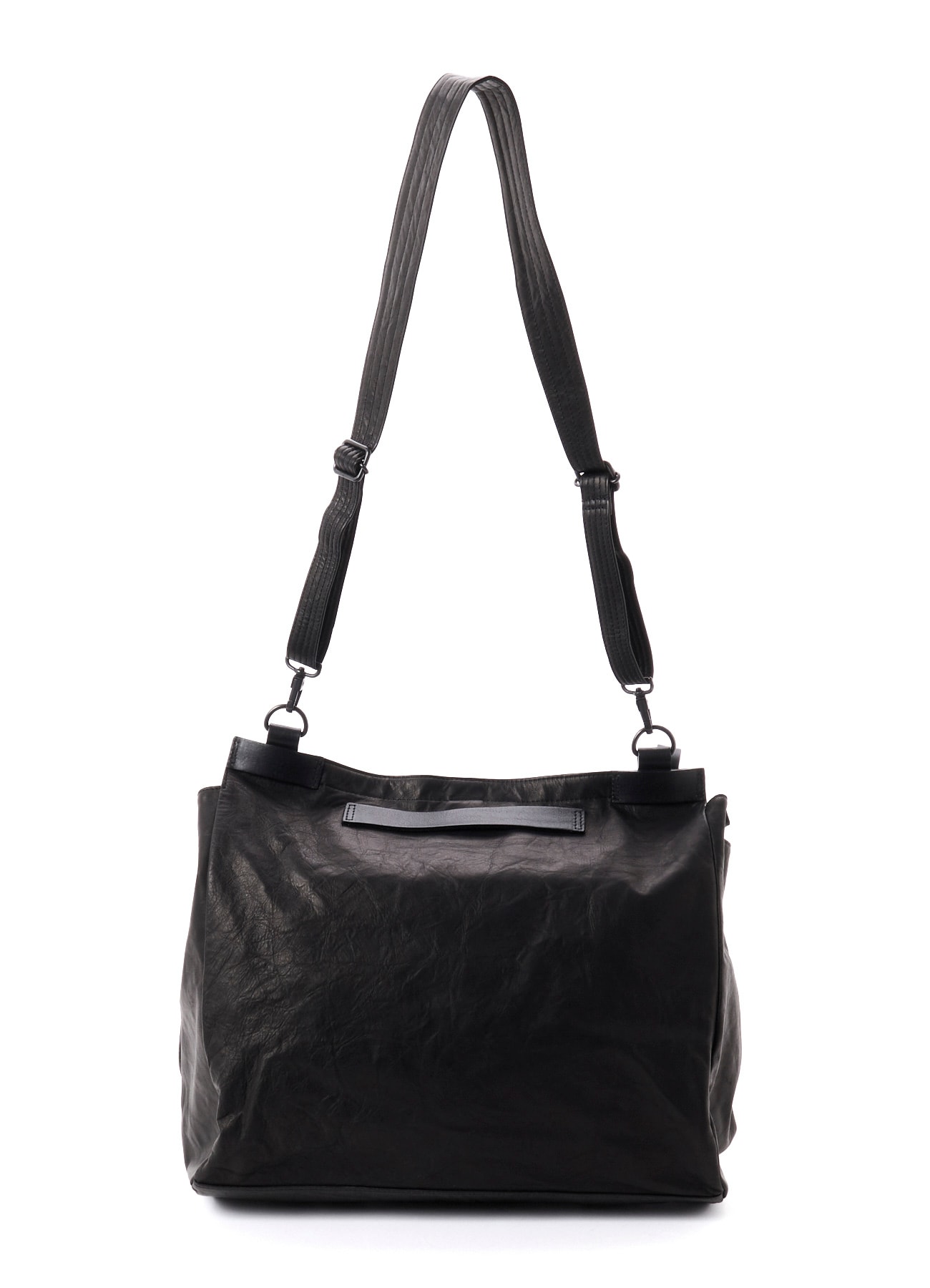 SHRINKED HORSE LEATHER MILITARY SHOULDER BAG
