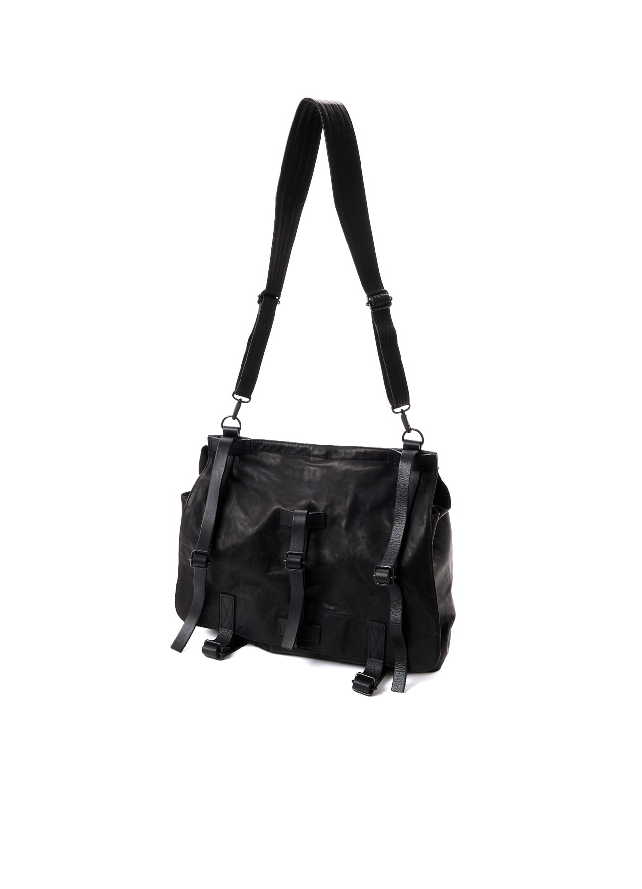 SHRINKED HORSE LEATHER MILITARY SHOULDER BAG