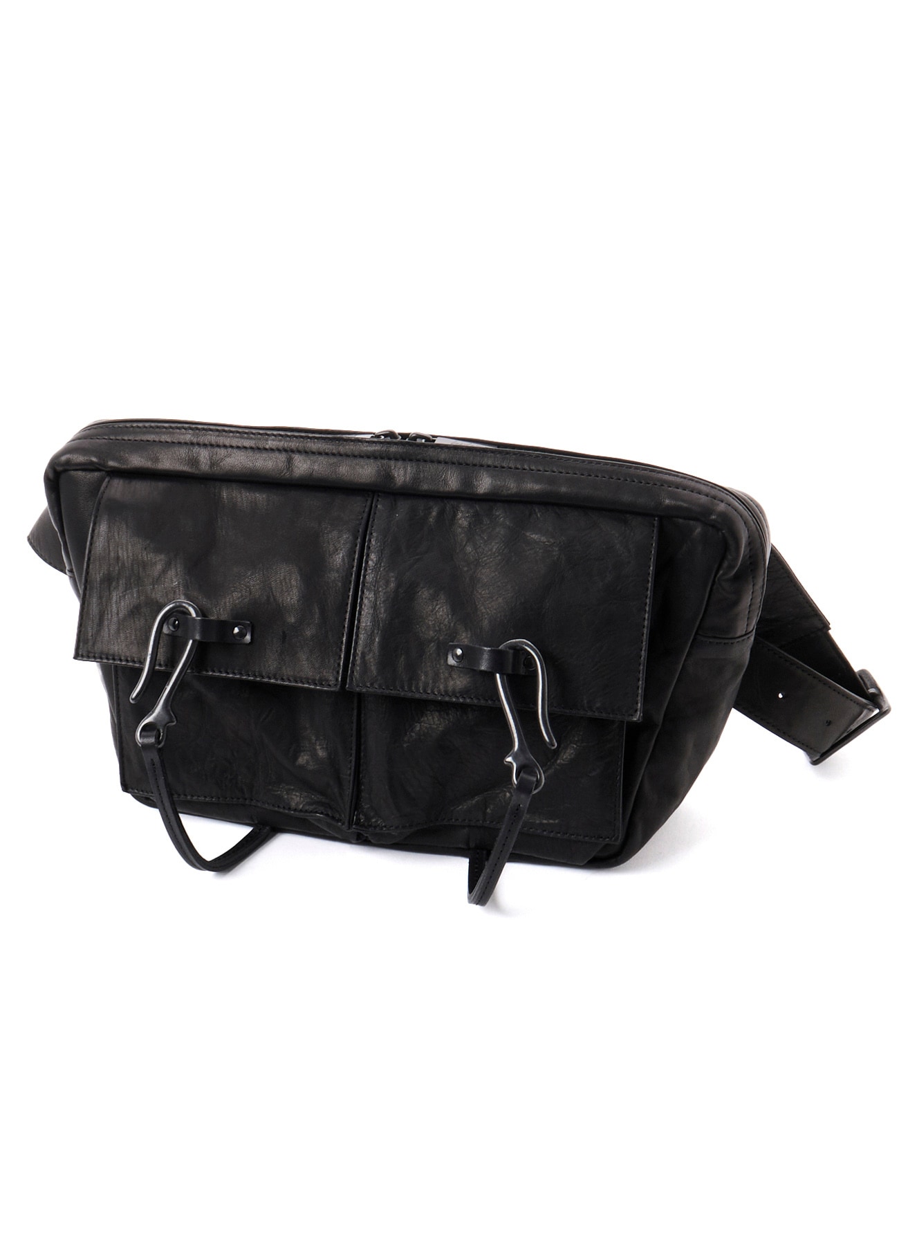 SHRINKED HORSE LEATHER MILITARY CROSS-BODY BAG