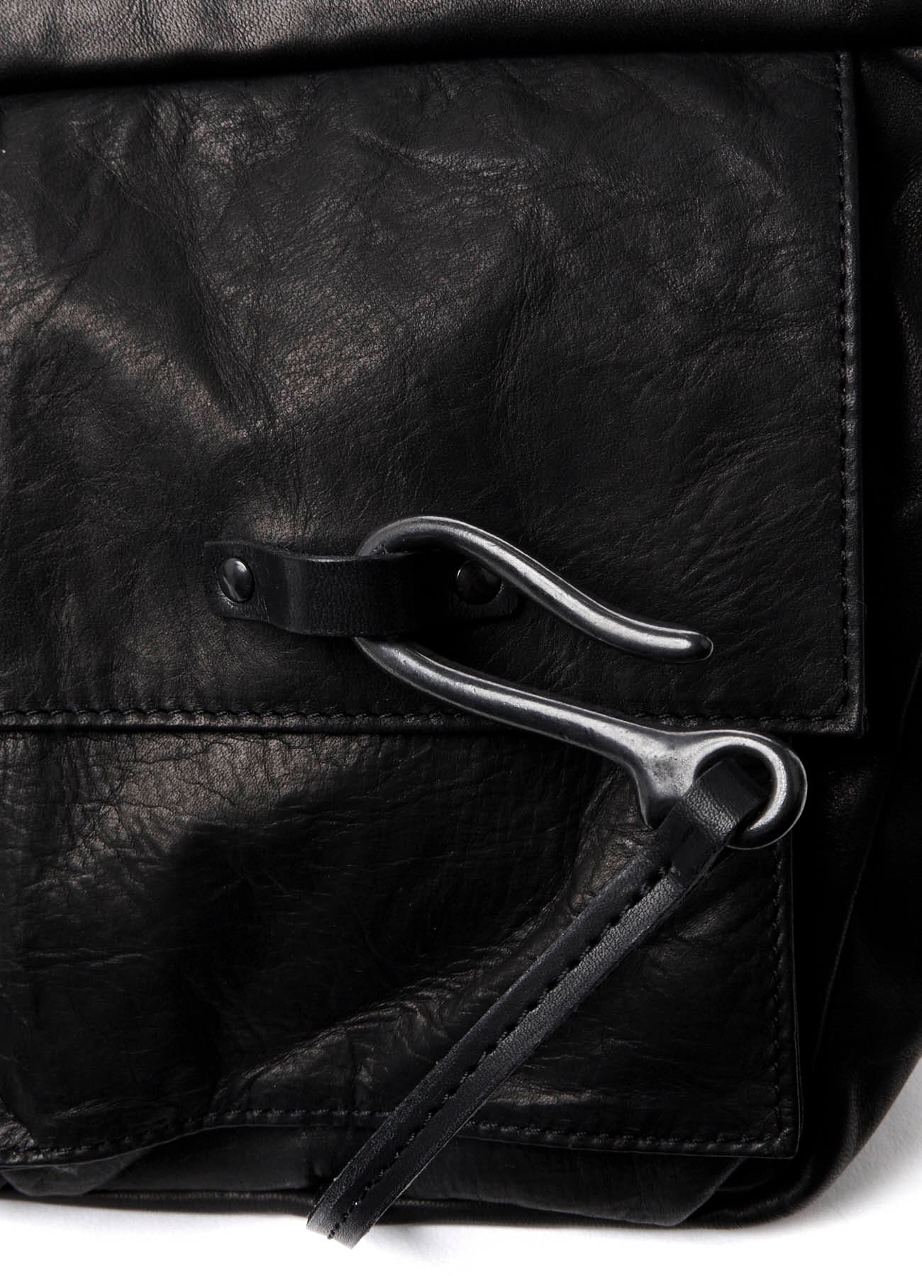 SHRINKED HORSE LEATHER MILITARY CROSS-BODY BAG