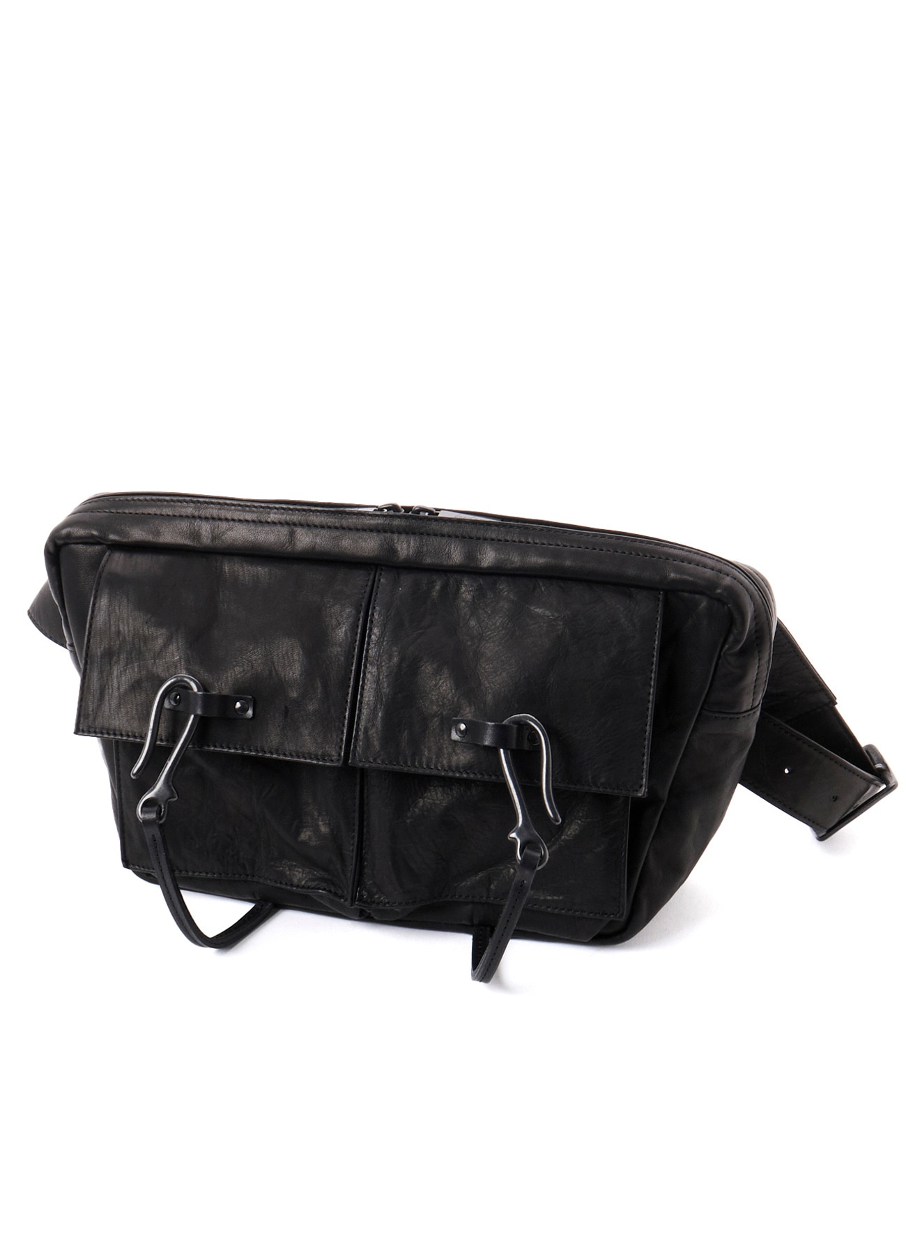 SHRINKED HORSE LEATHER MILITARY CROSS-BODY BAG