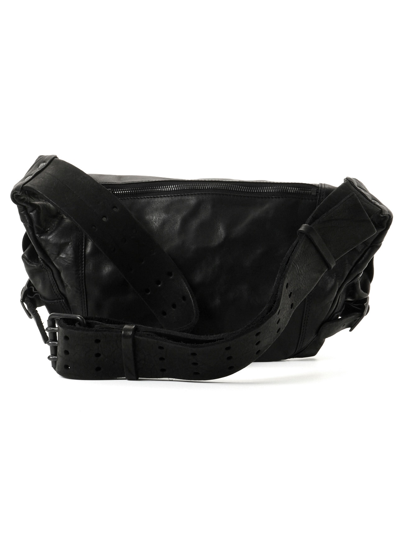 HORSE LEATHER 3-PRONG BUCKLE CROSSBODY BAG