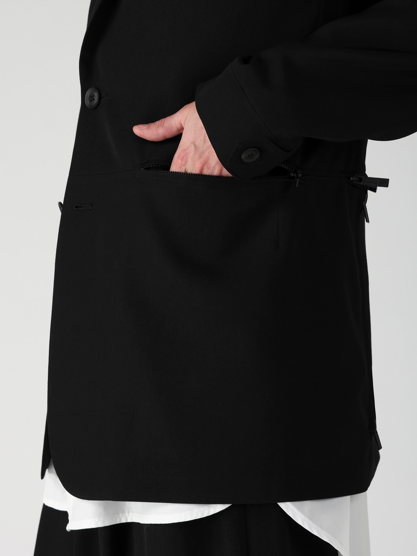 WOOL GABARDINE NOTCHED LAPEL JACKET