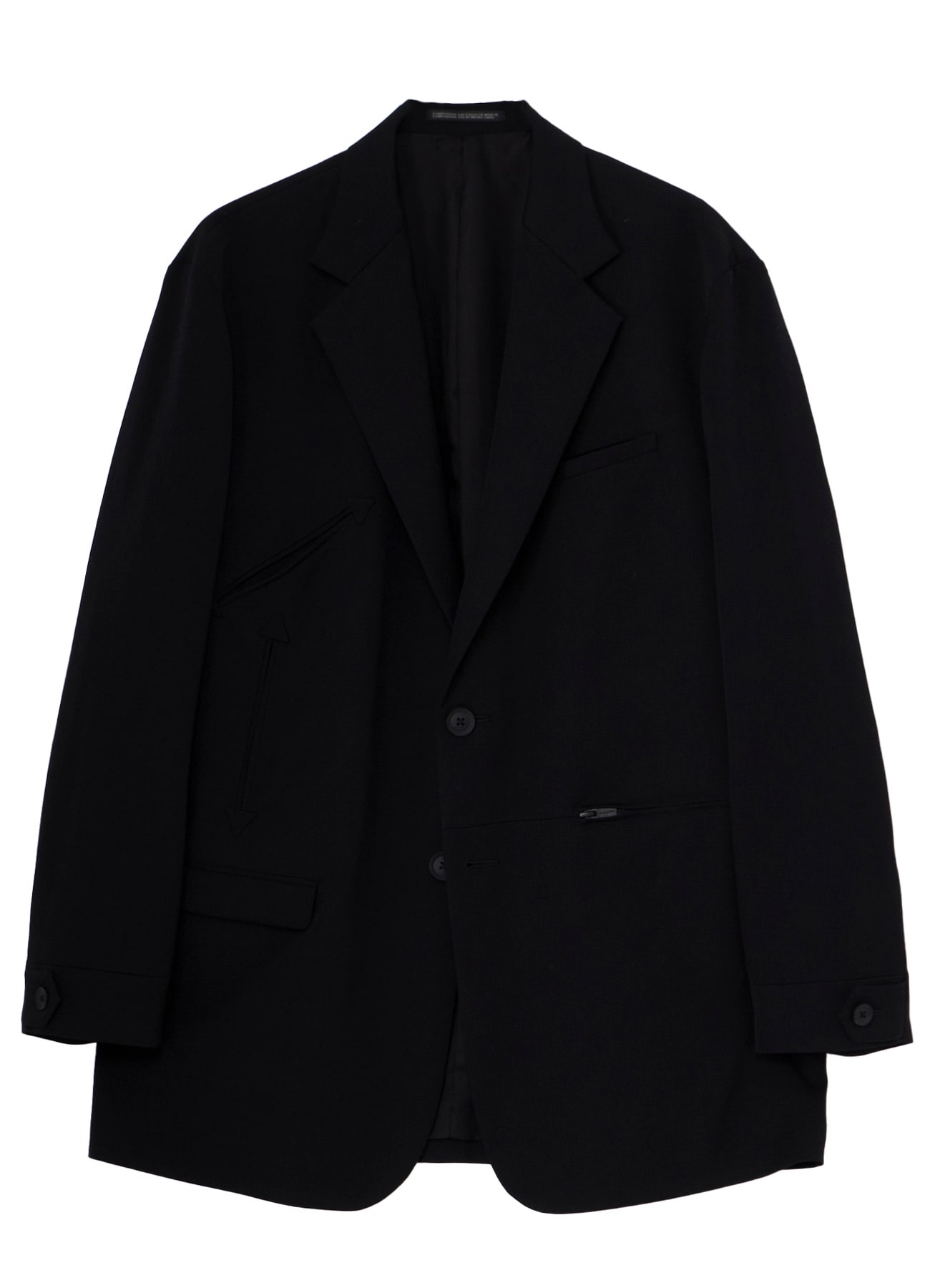 WOOL GABARDINE NOTCHED LAPEL JACKET