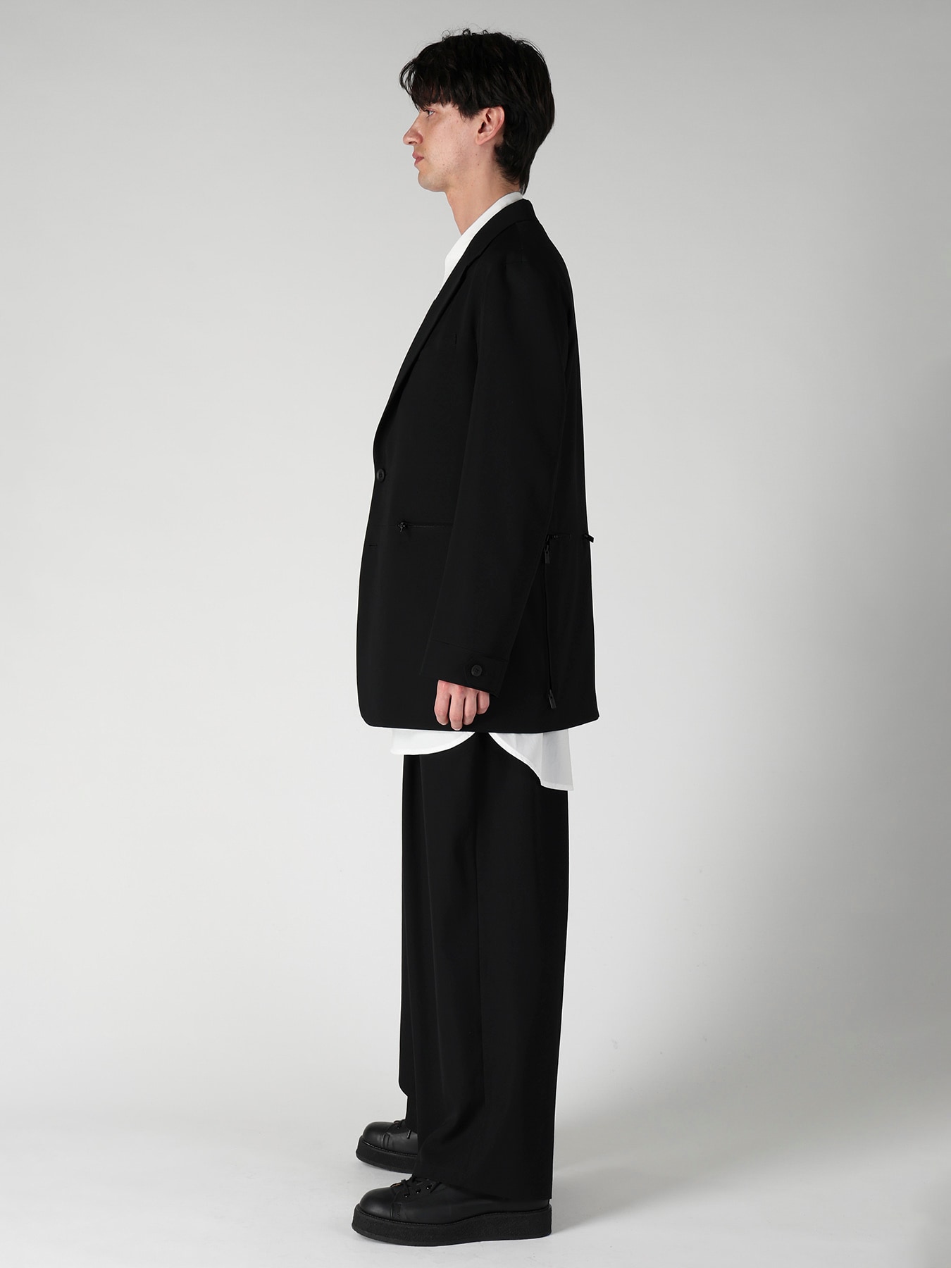 WOOL GABARDINE NOTCHED LAPEL JACKET
