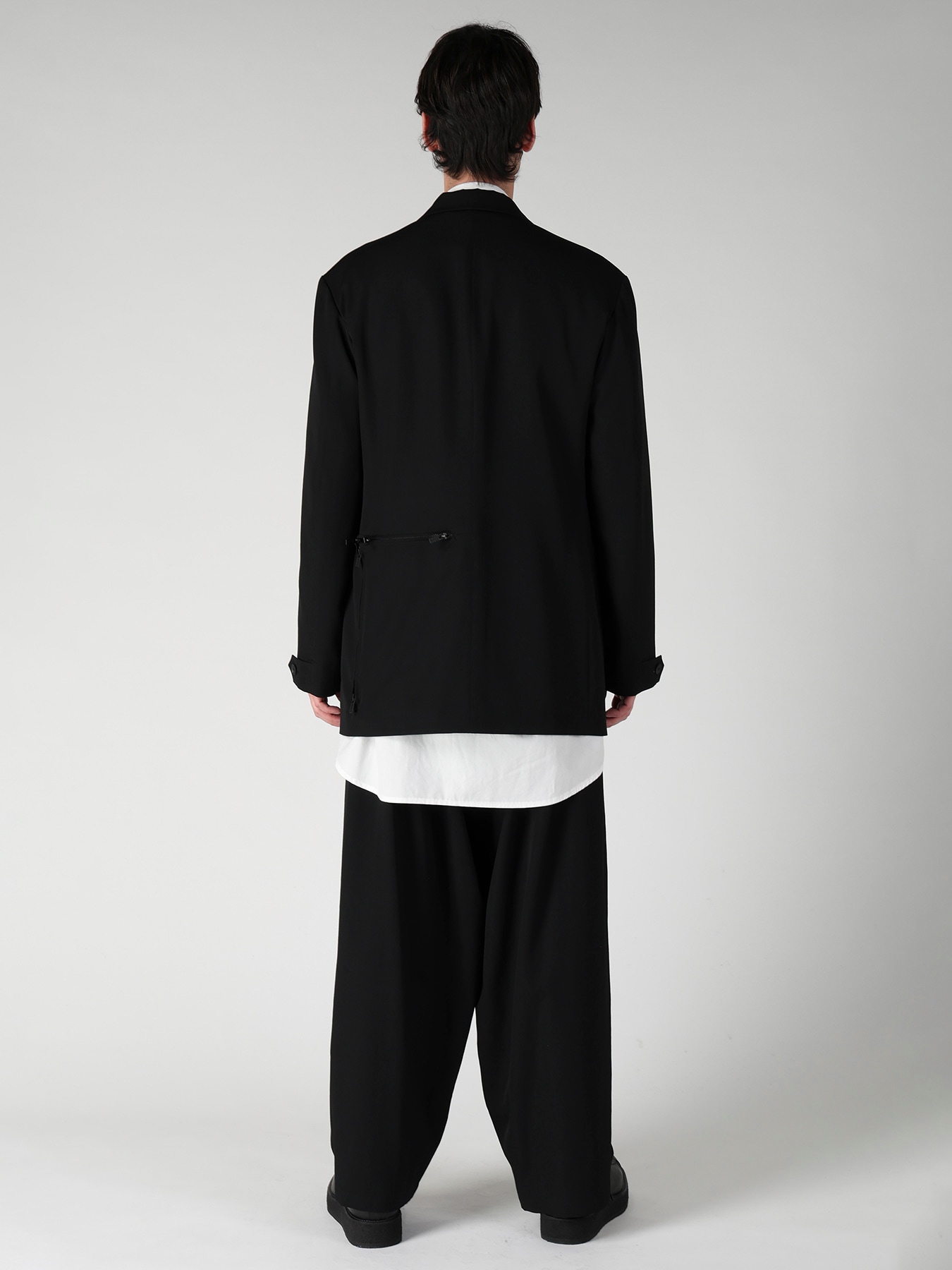 WOOL GABARDINE NOTCHED LAPEL JACKET