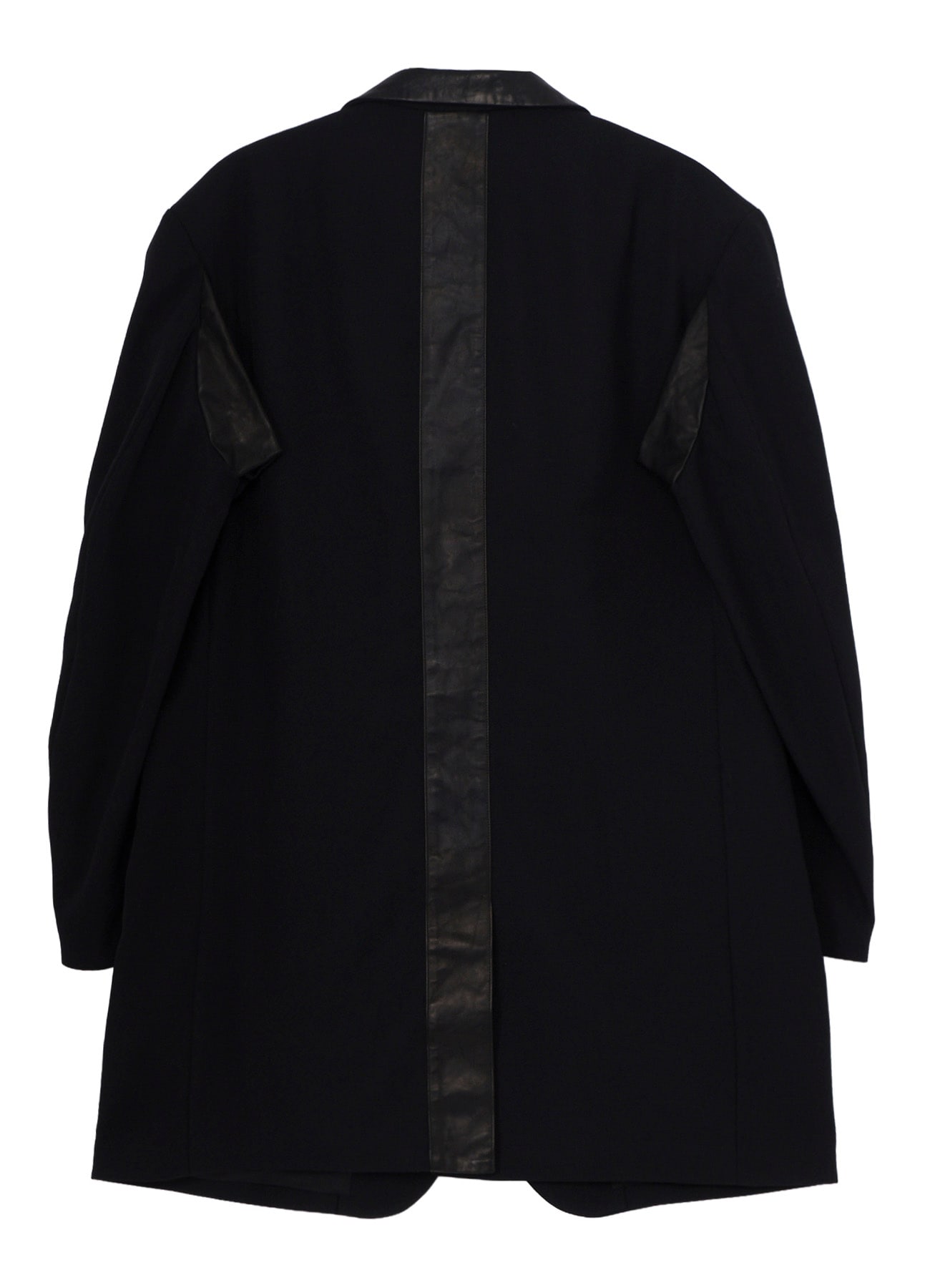 LEATHER ARMY GABARDINE PANEL ZIP JACKET