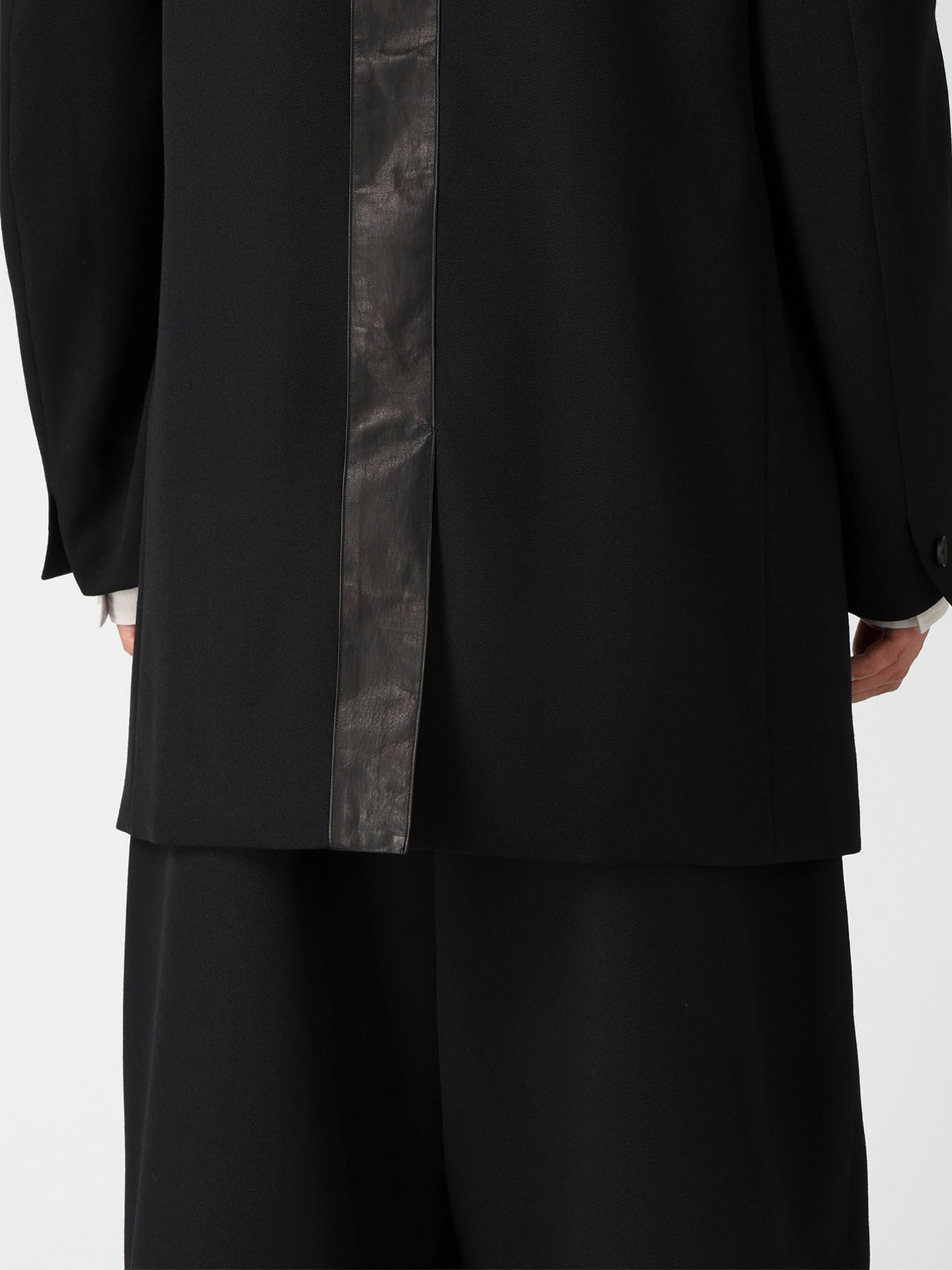 LEATHER ARMY GABARDINE PANEL ZIP JACKET