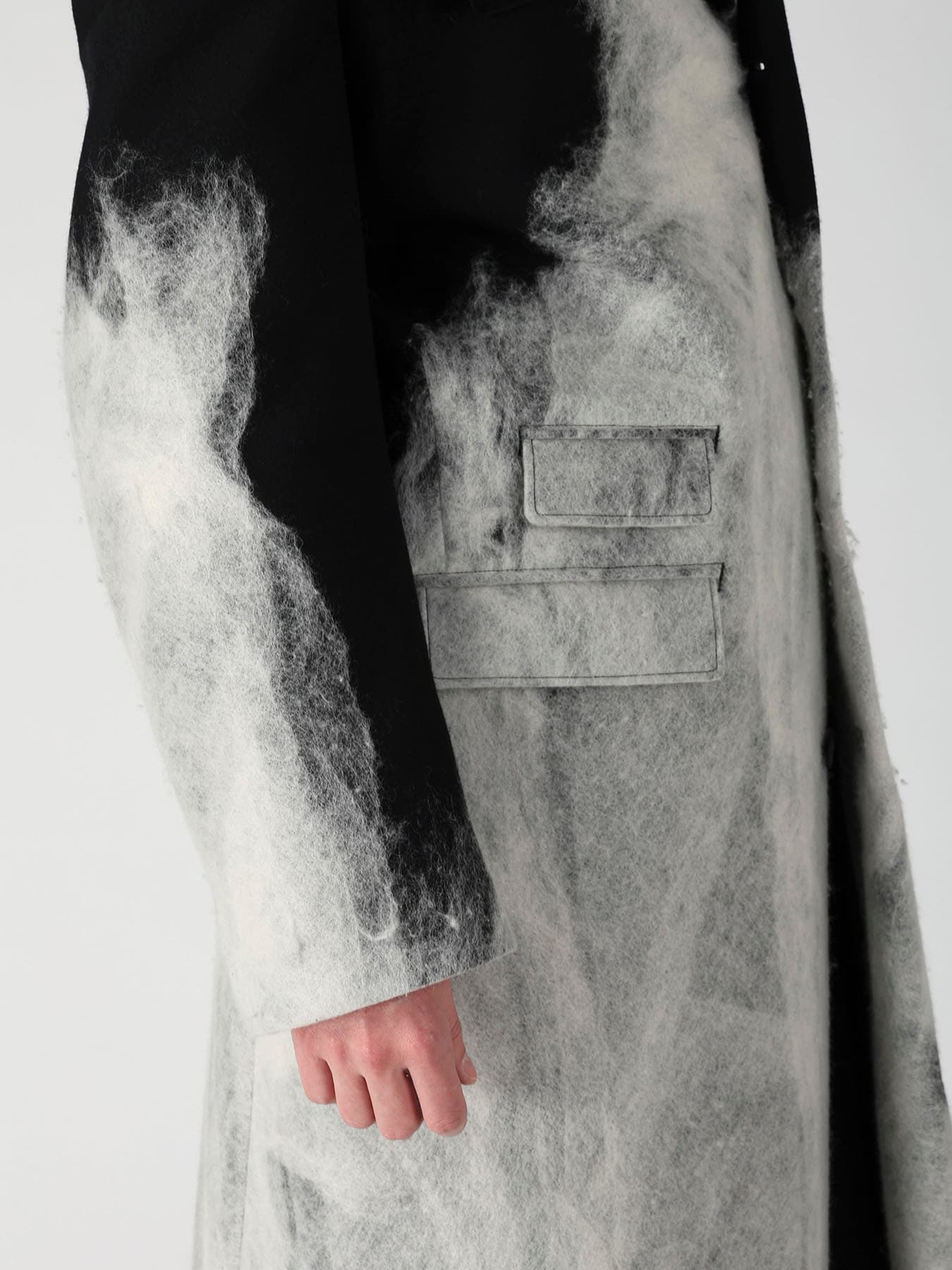 NEEDLE PUNCHED FLANNEL WHITE SCARF JACKET