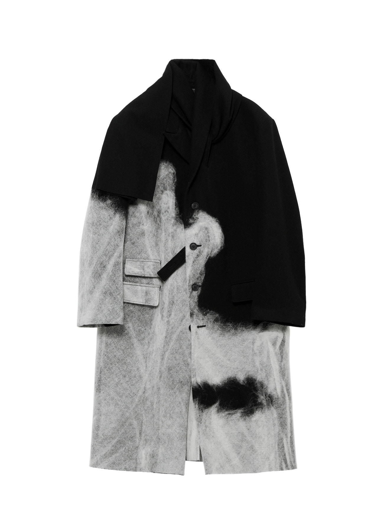 NEEDLE PUNCHED FLANNEL WHITE SCARF JACKET