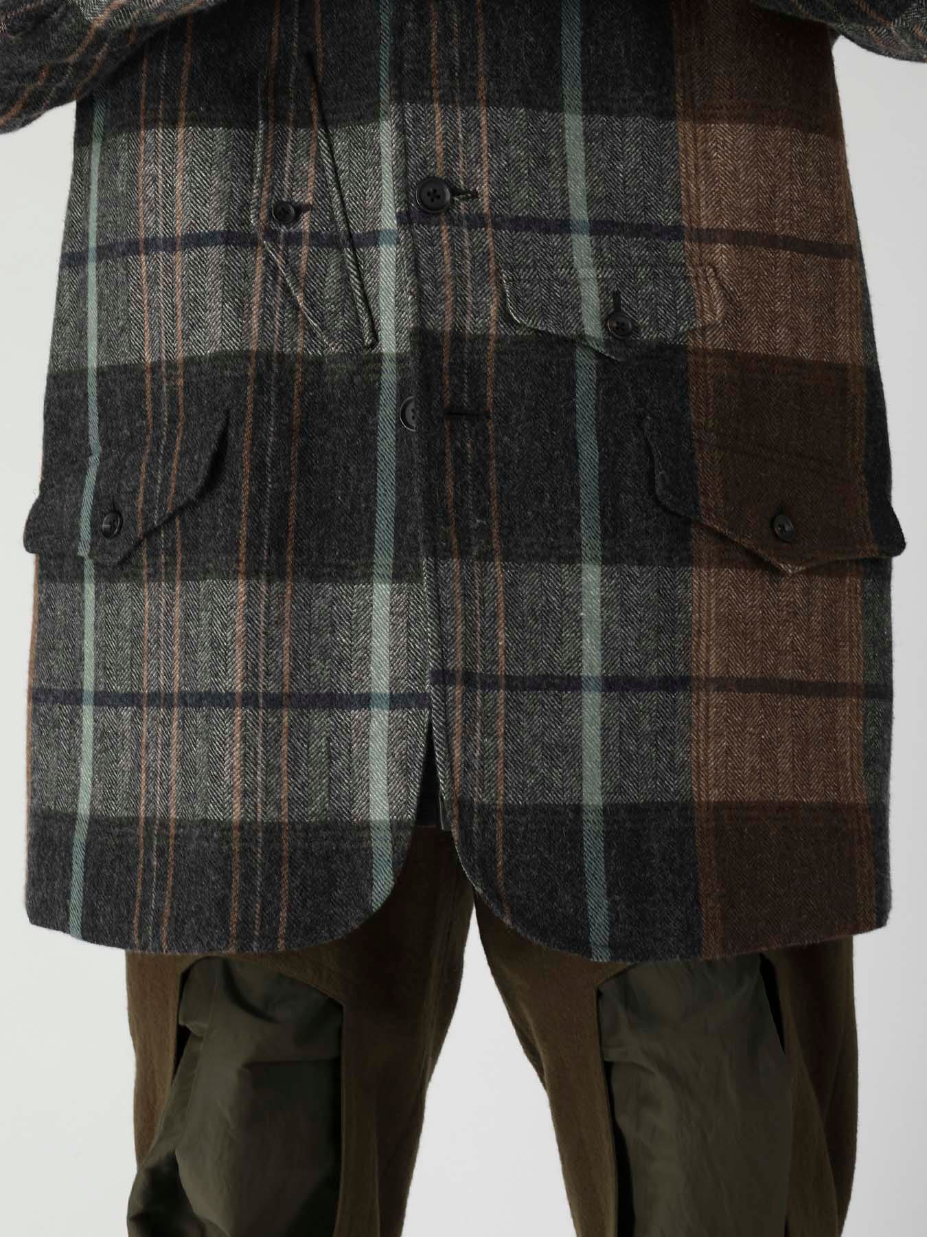 WOOL LINEN HERRINGBONE ZIPPER WORK JACKET