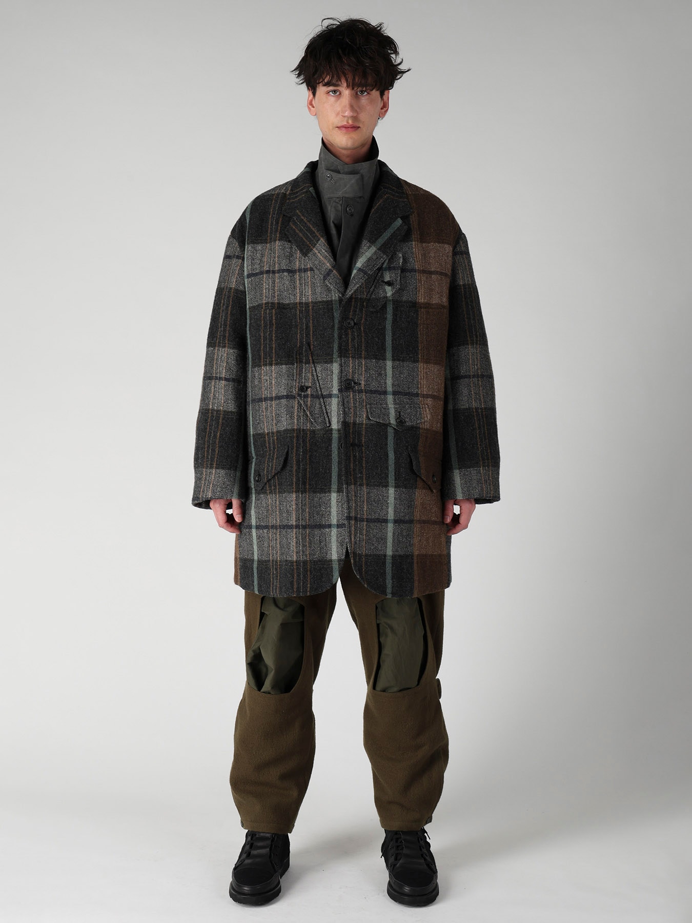 WOOL LINEN HERRINGBONE ZIPPER WORK JACKET
