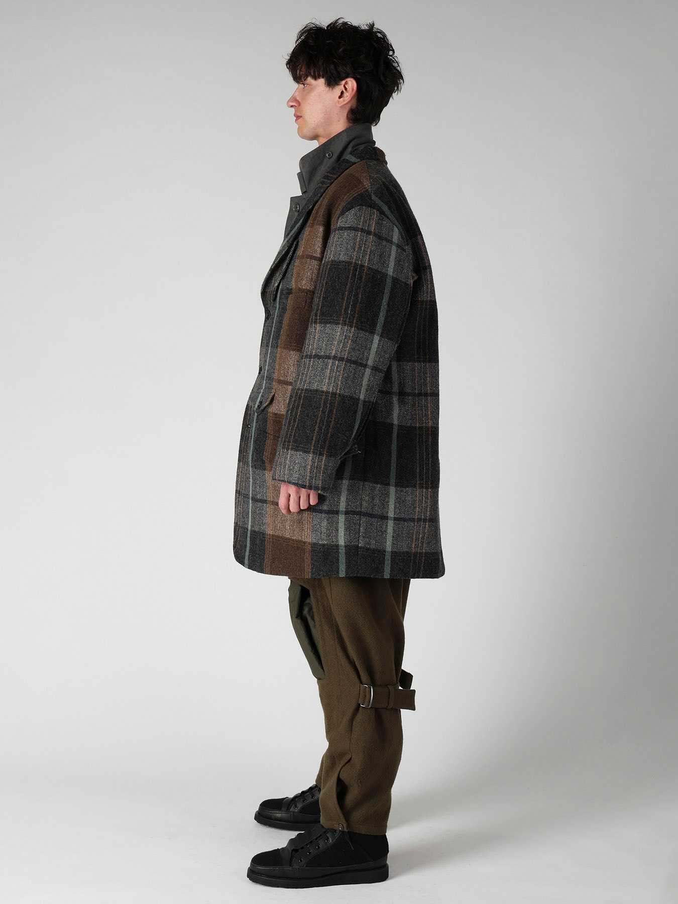 WOOL LINEN HERRINGBONE ZIPPER WORK JACKET
