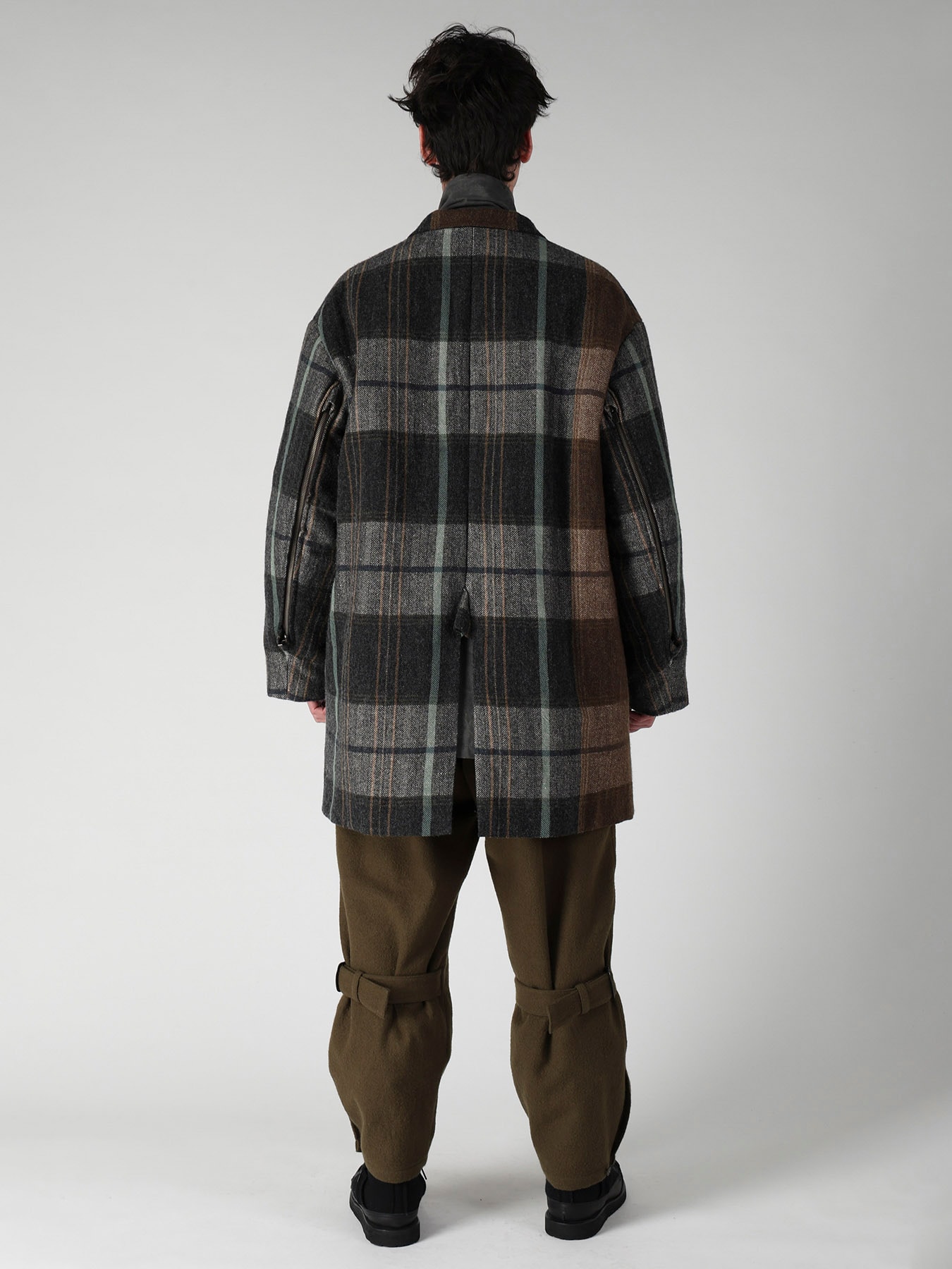WOOL LINEN HERRINGBONE ZIPPER WORK JACKET