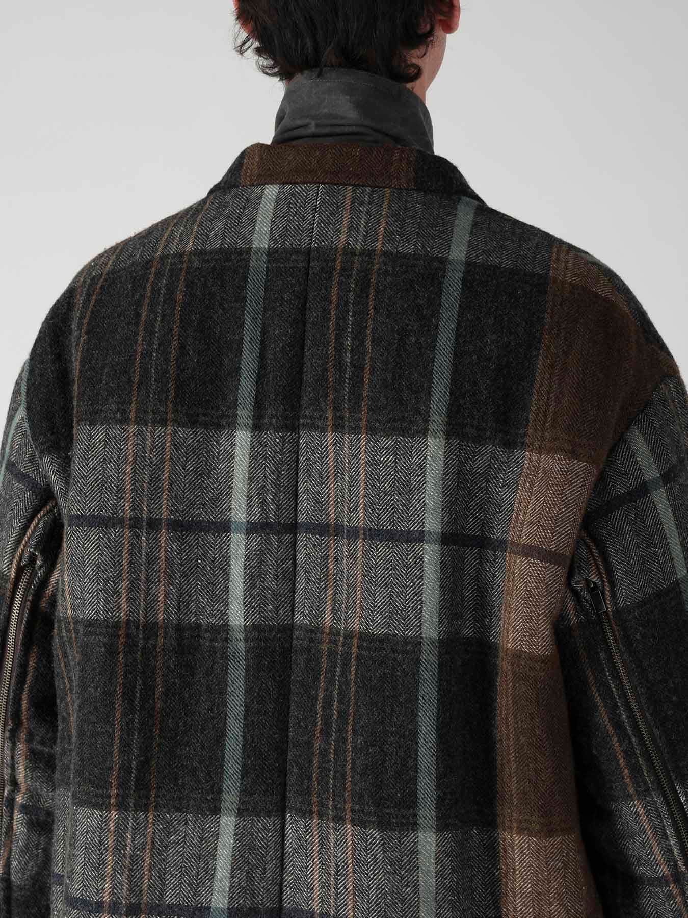 WOOL LINEN HERRINGBONE ZIPPER WORK JACKET