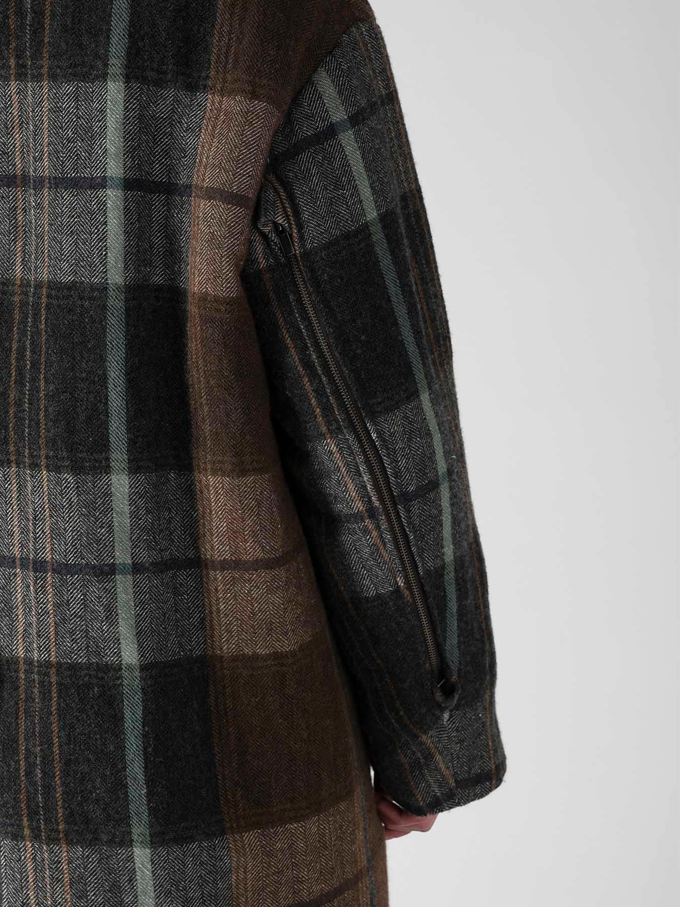 WOOL LINEN HERRINGBONE ZIPPER WORK JACKET