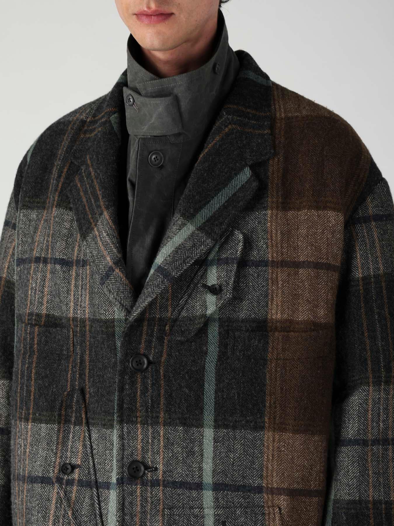 WOOL LINEN HERRINGBONE ZIPPER WORK JACKET