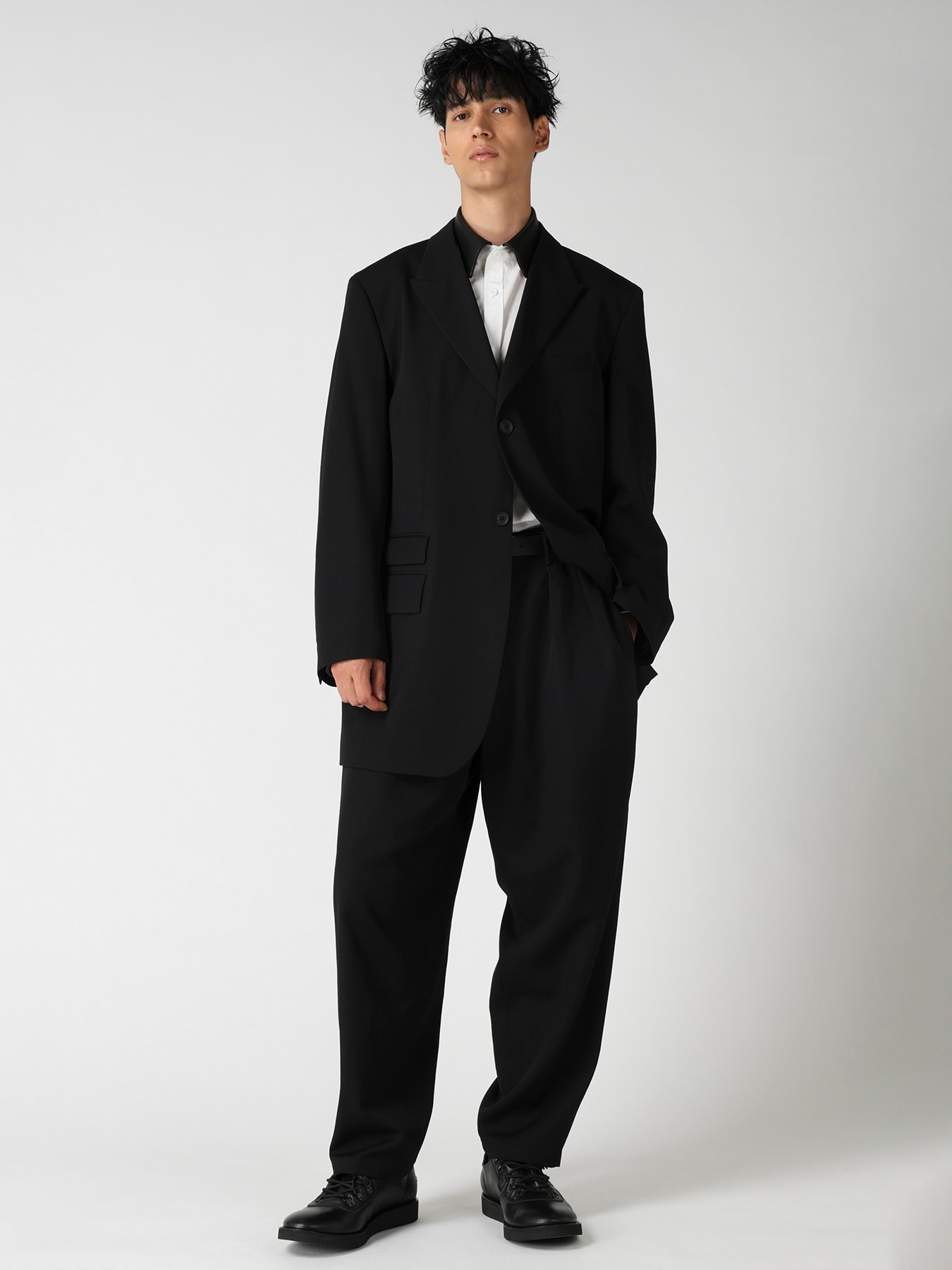 WOOL GABARDINE 2BUTTONS FLAP JACKET