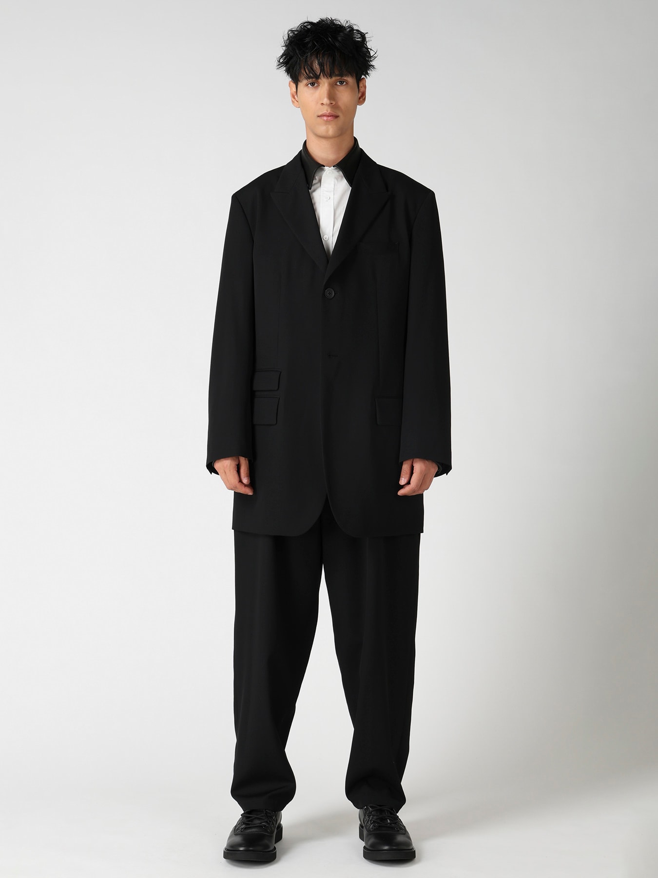 WOOL GABARDINE 2BUTTONS FLAP JACKET