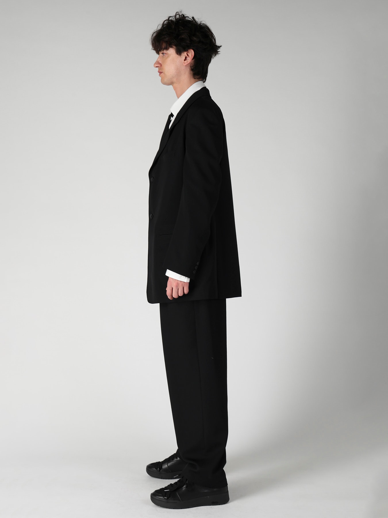 WOOL GABARDINE LAPEL PANEL 2BUTTONS JACKET