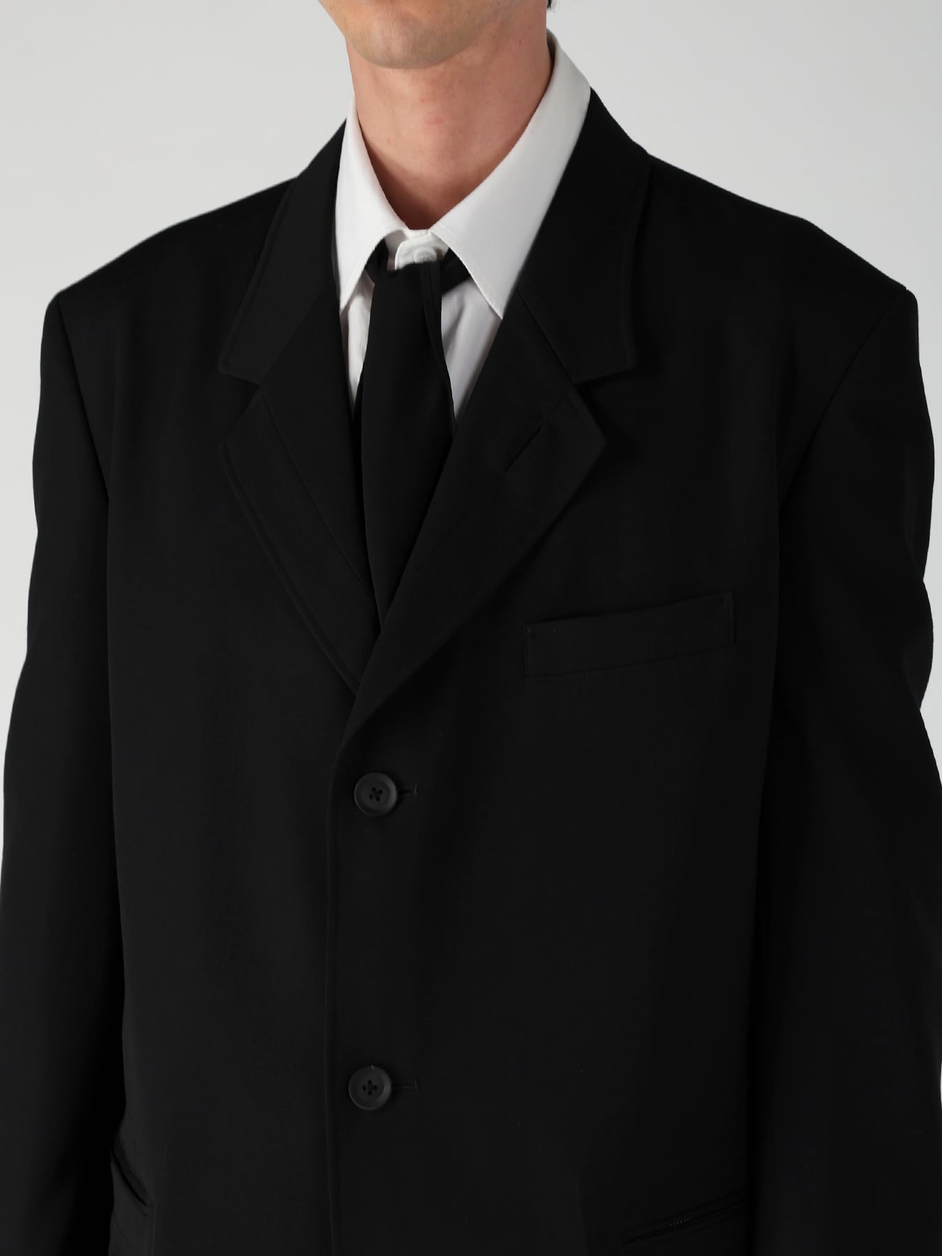 WOOL GABARDINE LAPEL PANEL 2BUTTONS JACKET