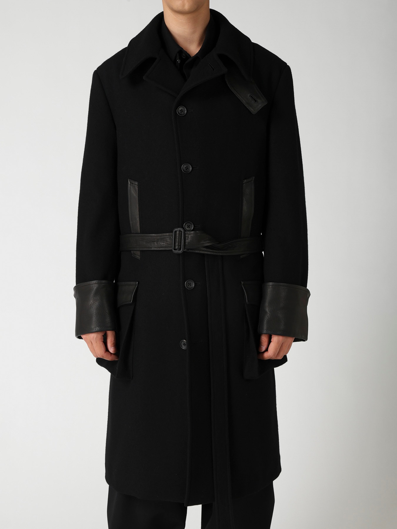 WOOL FLANNEL BELT DETAIL MILITARY 6B JACKET