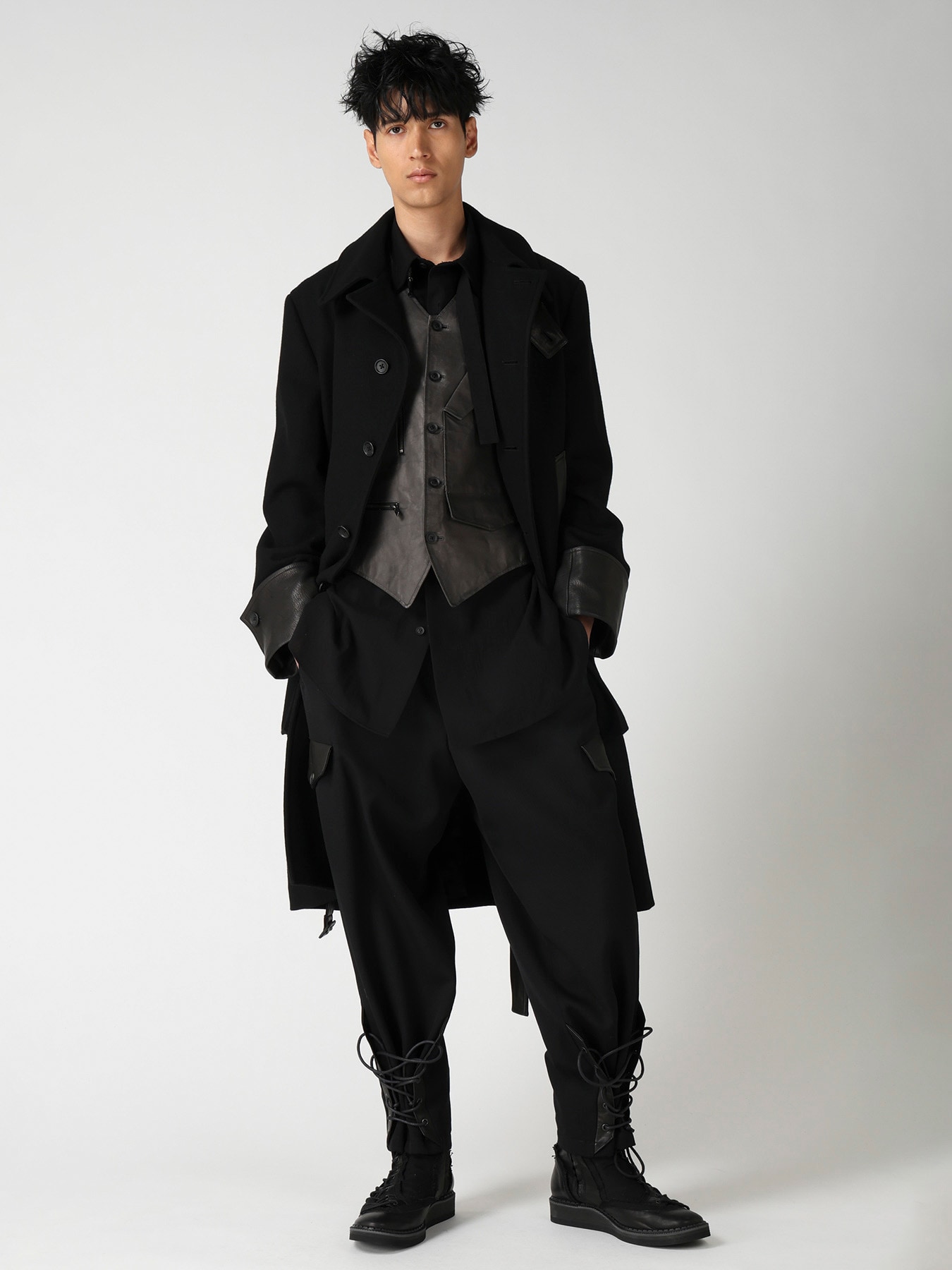 WOOL FLANNEL BELT DETAIL MILITARY 6B JACKET