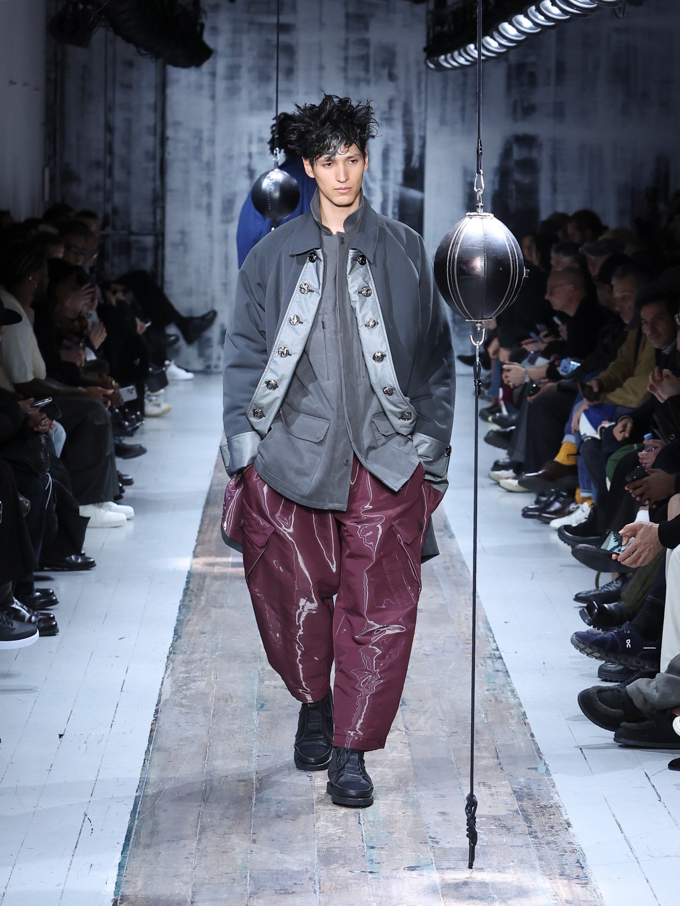 INK DYED ARMY GABARDINE PADDED NAPOLEON JACKET