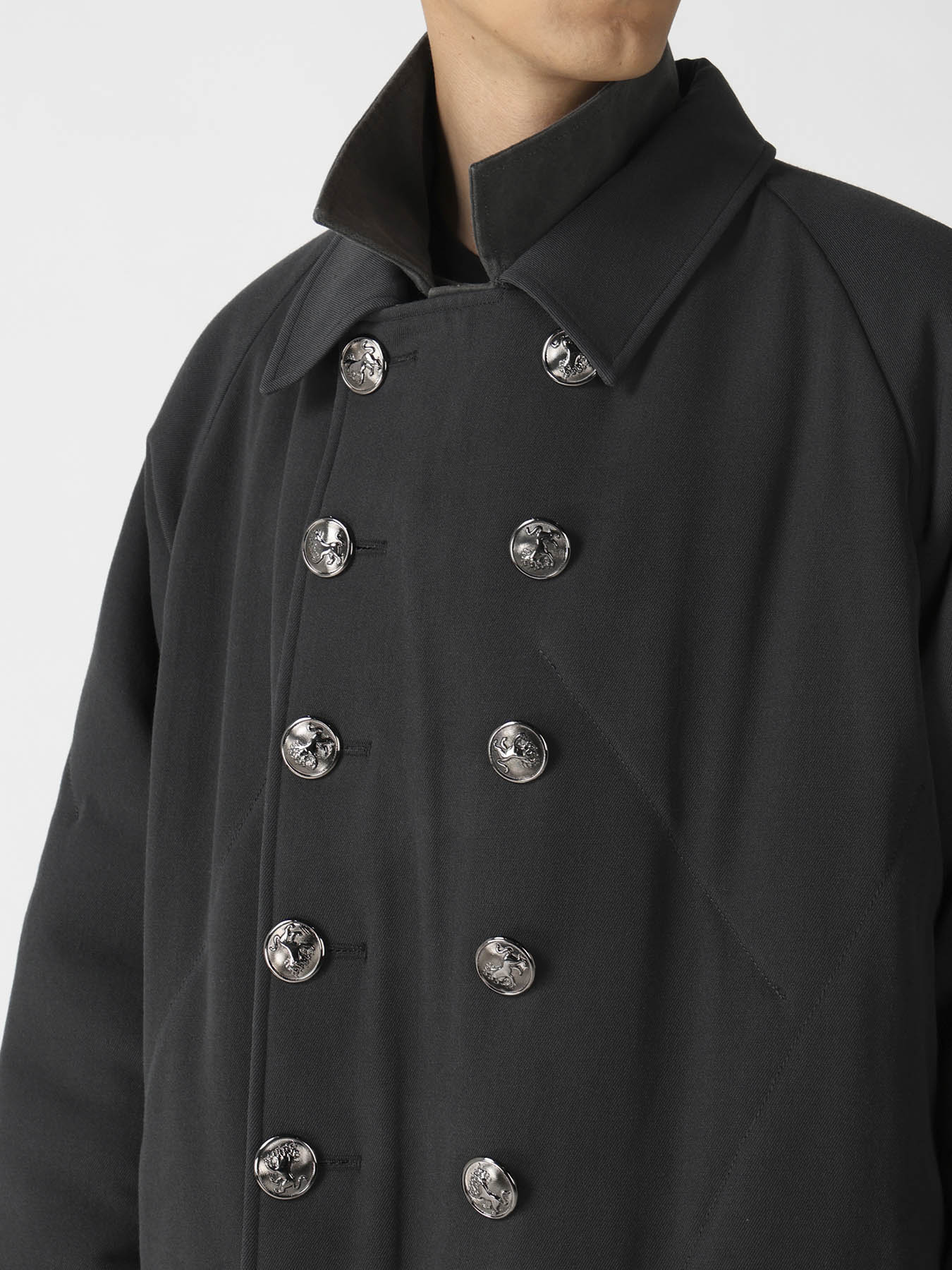 INK DYED ARMY GABARDINE PADDED NAPOLEON JACKET