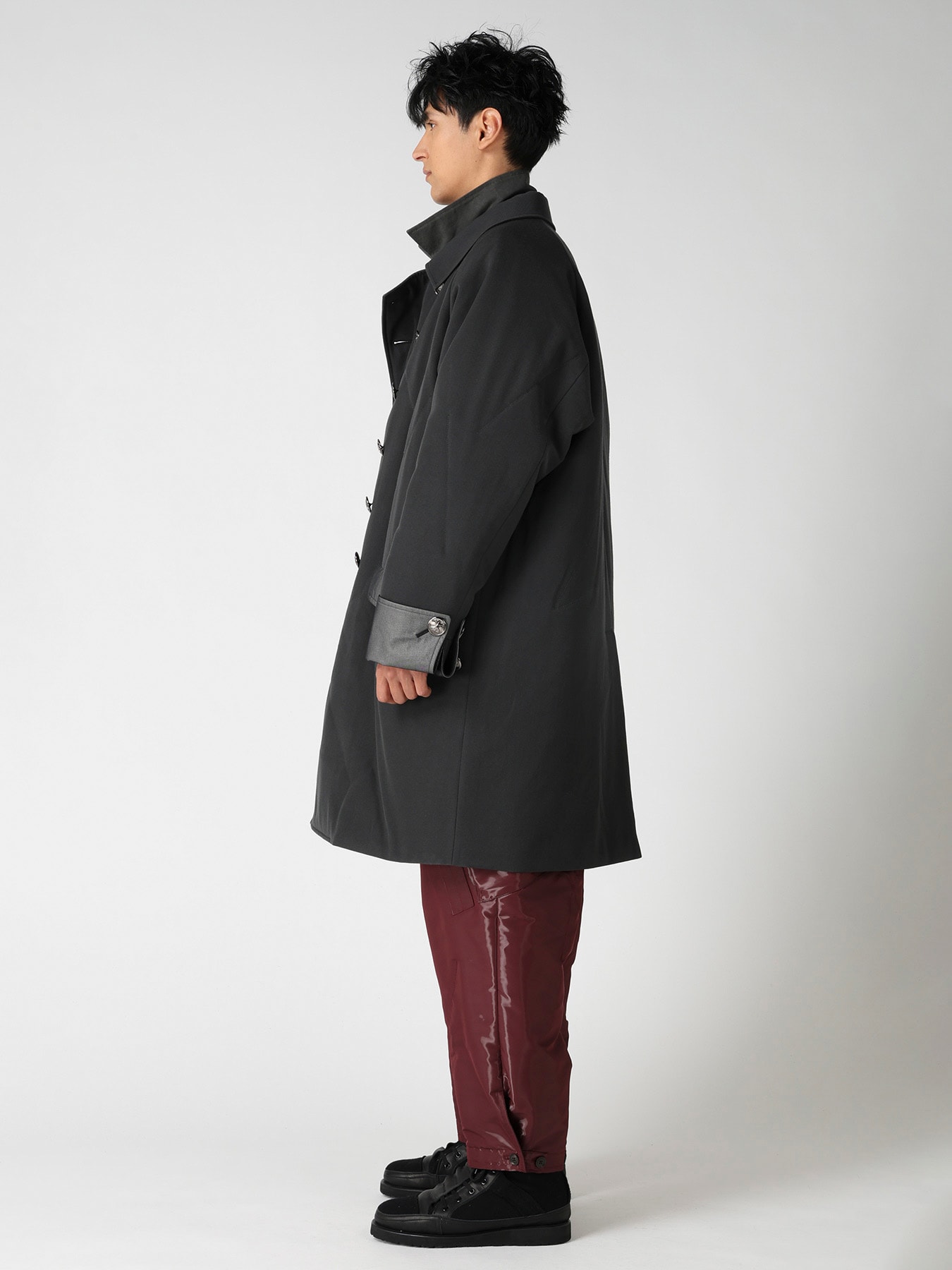 INK DYED ARMY GABARDINE PADDED NAPOLEON JACKET