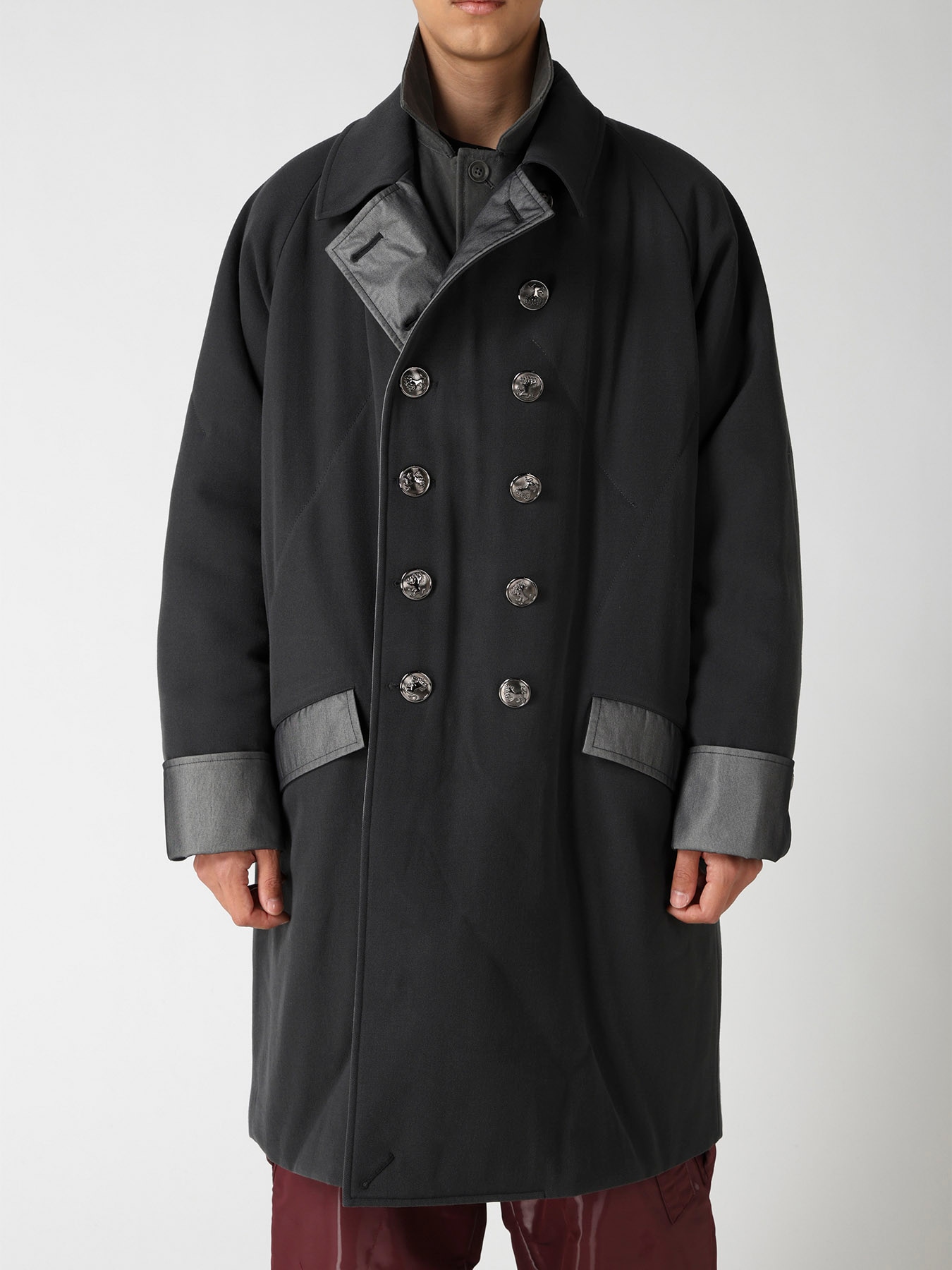 INK DYED ARMY GABARDINE PADDED NAPOLEON JACKET