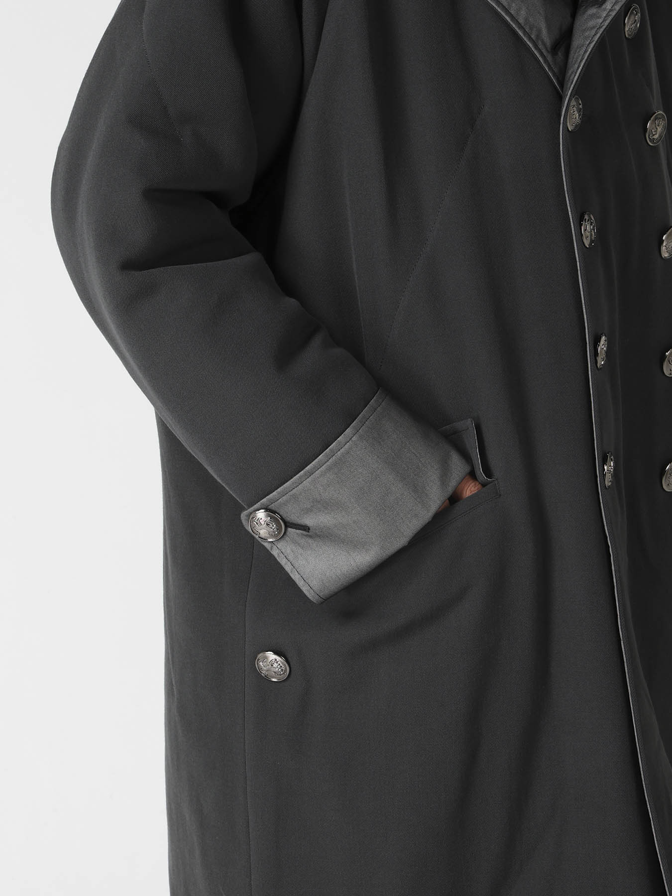 INK DYED ARMY GABARDINE PADDED NAPOLEON JACKET