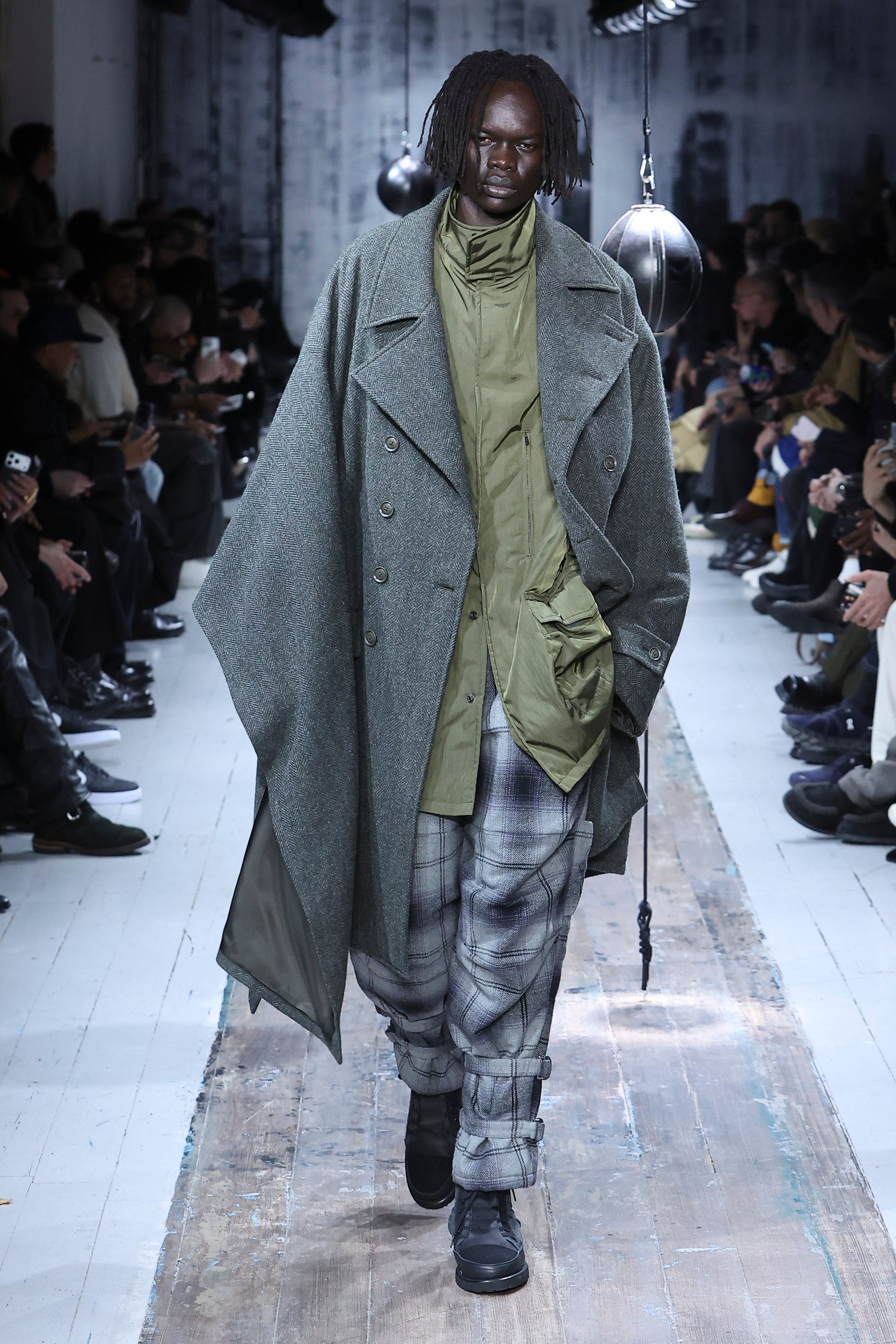 HERRINGBONE TWEED SCARF ASYMMETRY JACKET