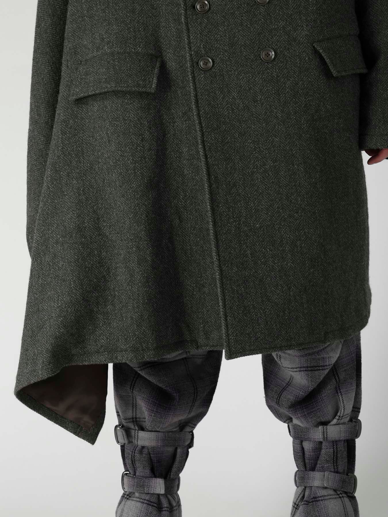HERRINGBONE TWEED SCARF ASYMMETRY JACKET