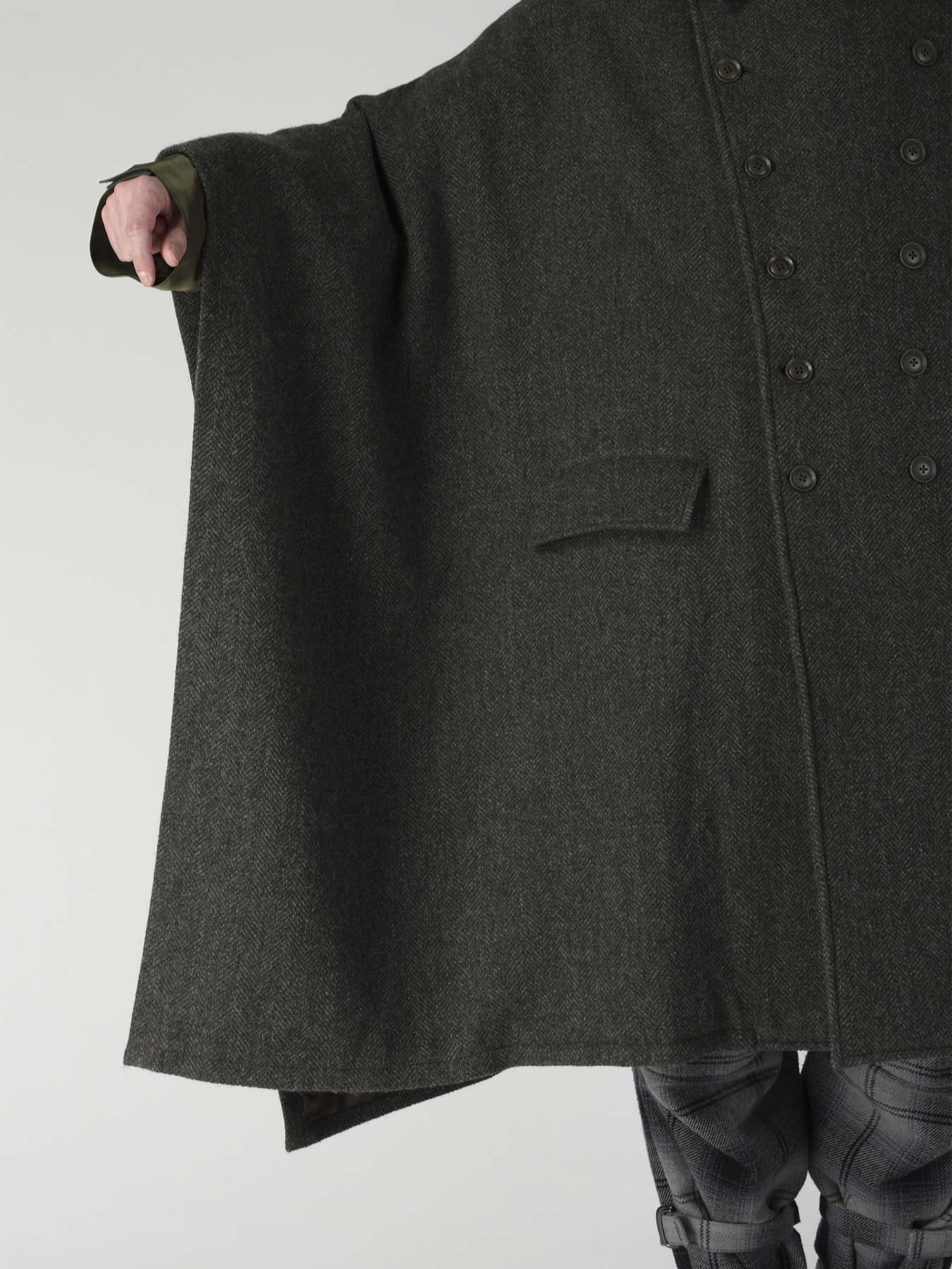 HERRINGBONE TWEED SCARF ASYMMETRY JACKET