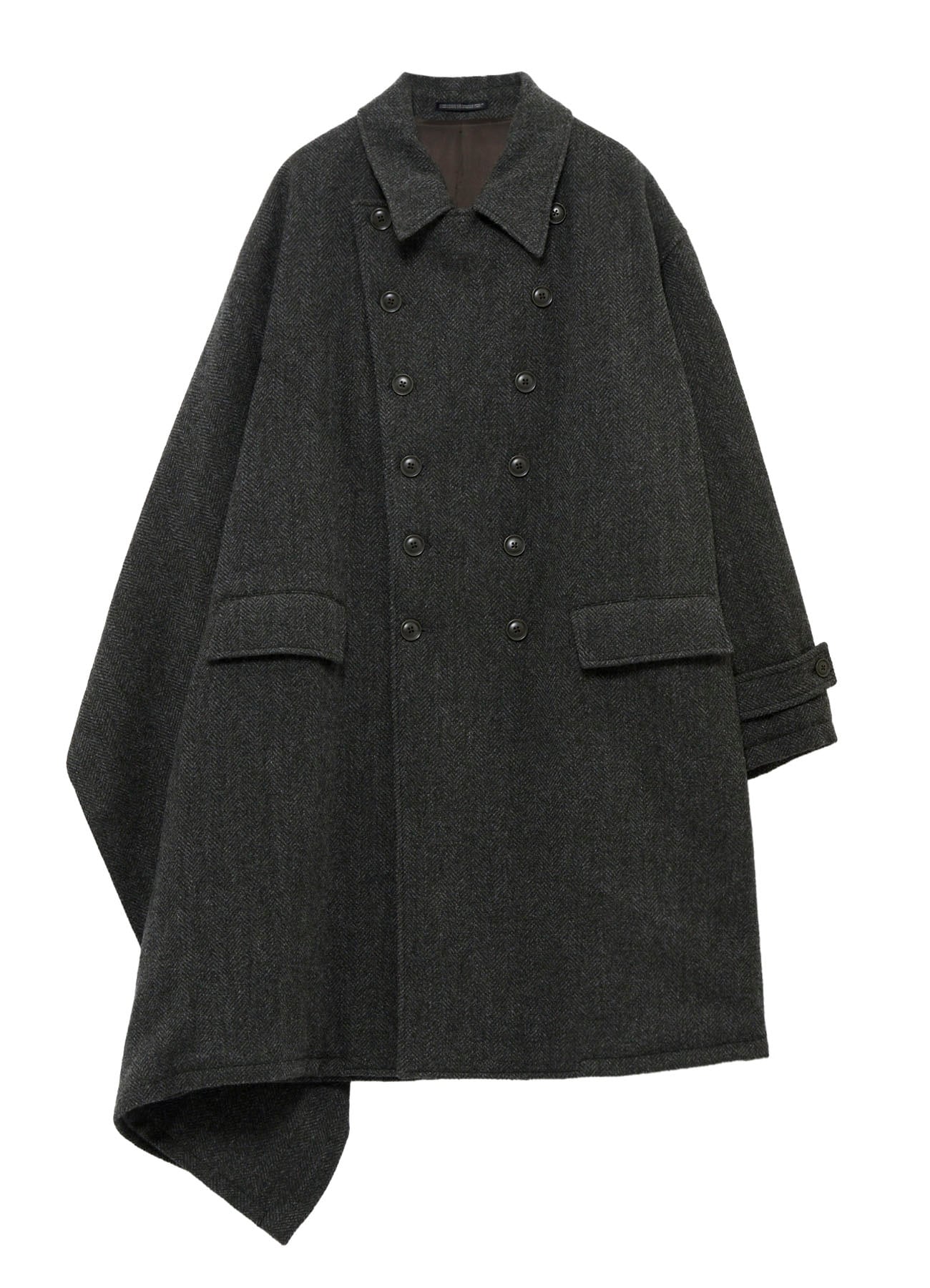 HERRINGBONE TWEED SCARF ASYMMETRY JACKET
