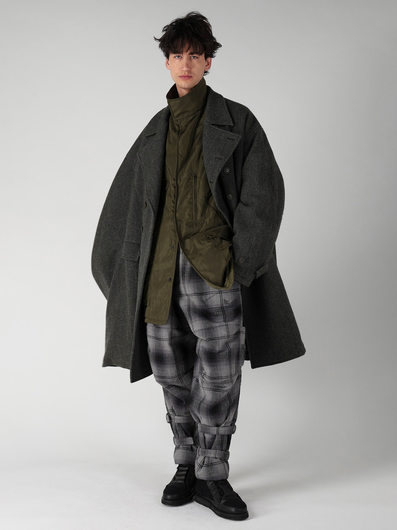 HERRINGBONE TWEED SCARF ASYMMETRY JACKET