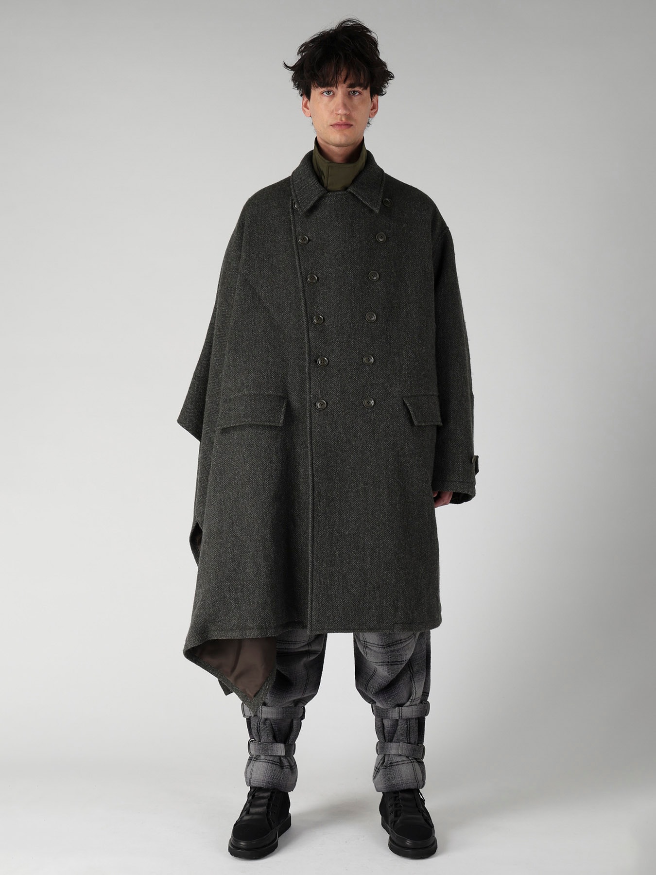 HERRINGBONE TWEED SCARF ASYMMETRY JACKET