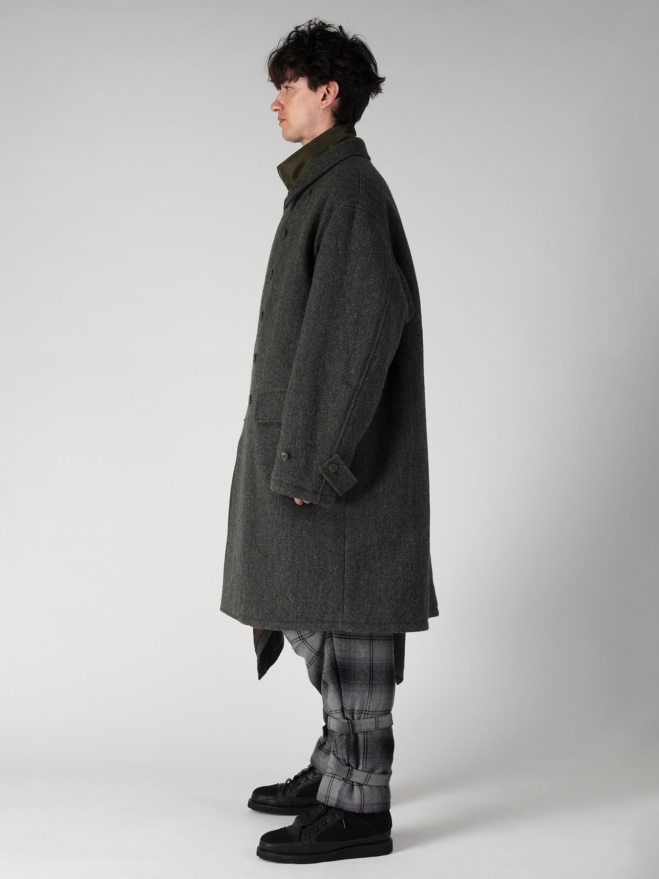 HERRINGBONE TWEED SCARF ASYMMETRY JACKET