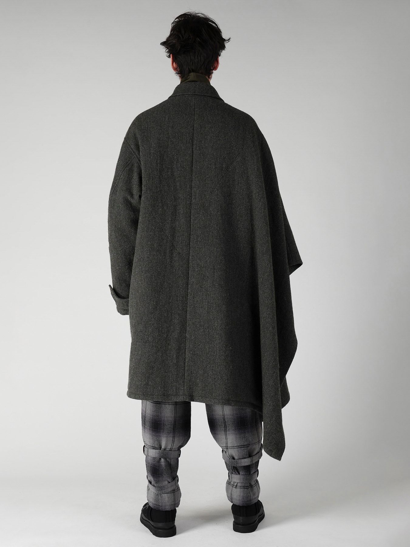 HERRINGBONE TWEED SCARF ASYMMETRY JACKET